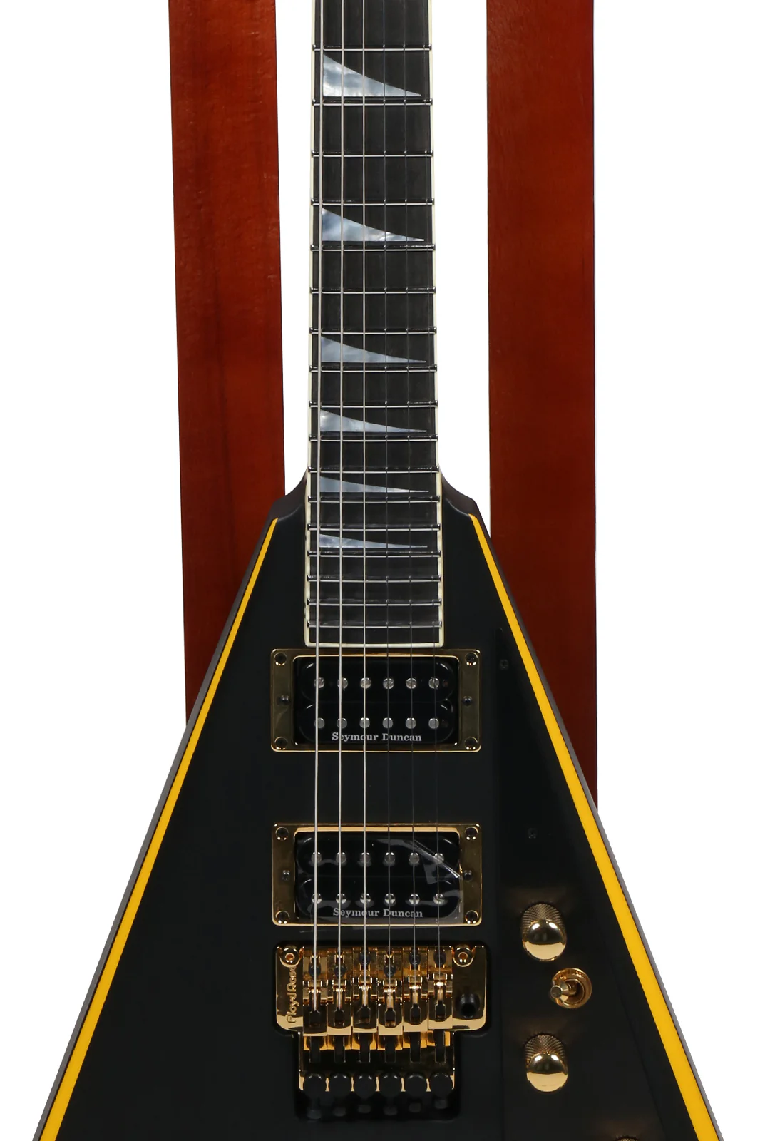 Jackson Custom Shop Randy Rhoads RR24 Electric Guitar, Satin Black w/ Yellow Bevels - Image 3