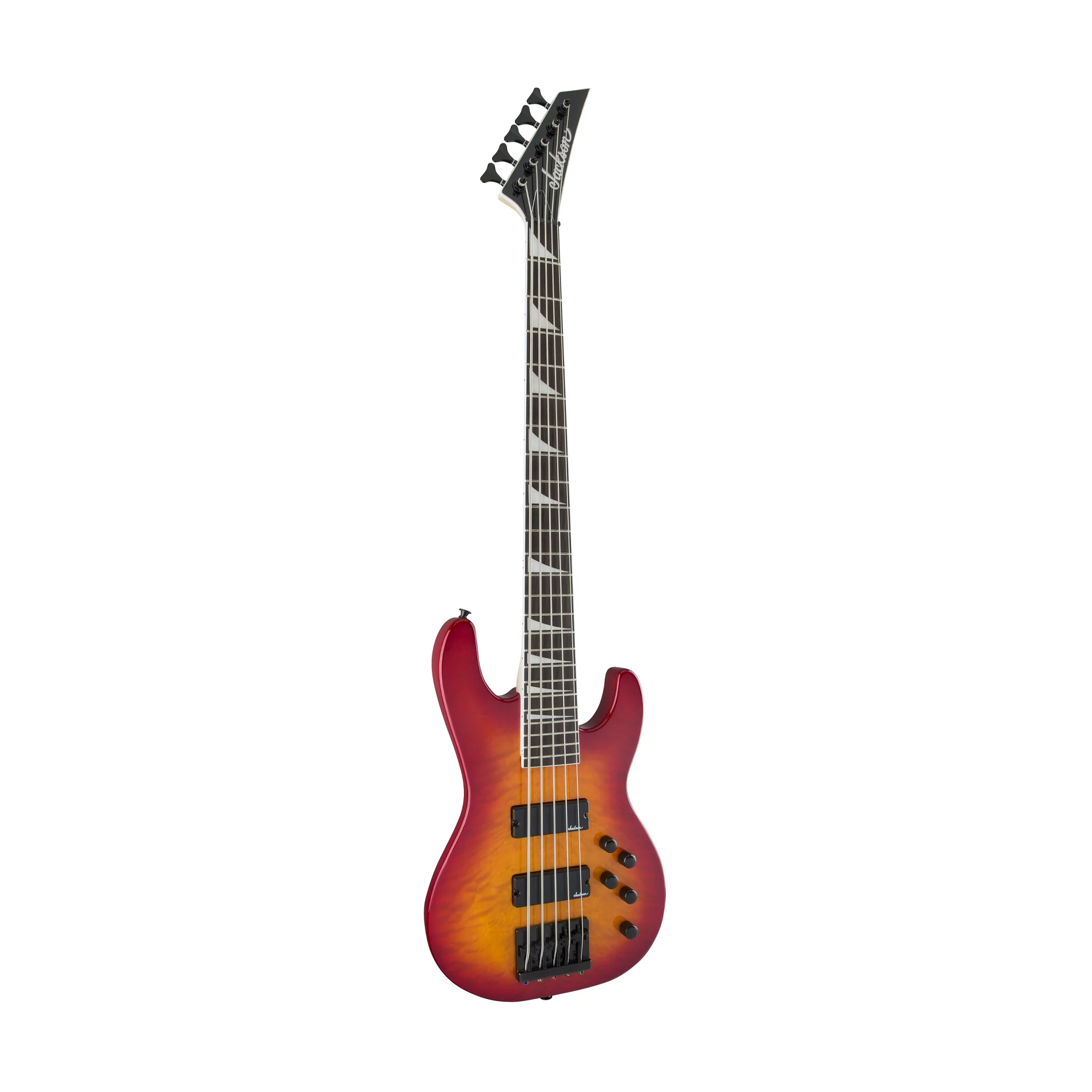 Jackson JS Series Concert Bass JS3VQ Guitar, Amaranth FB, Cherry Burst - Image 3