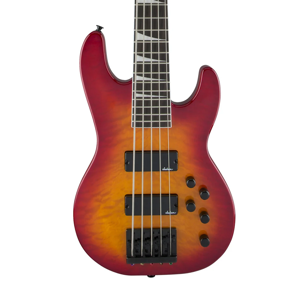 Jackson JS Series Concert Bass JS3VQ Guitar, Amaranth FB, Cherry Burst - Image 4