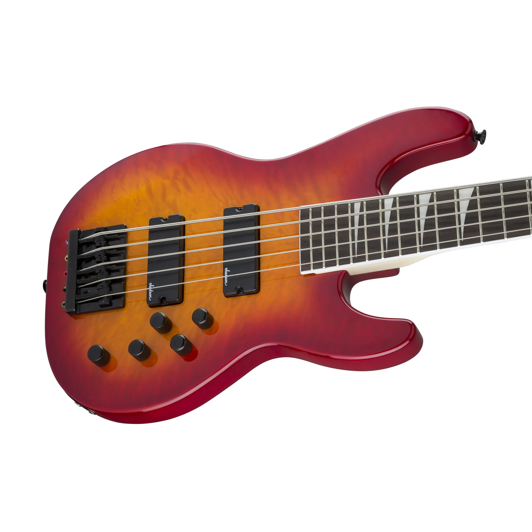 Jackson JS Series Concert Bass JS3VQ Guitar, Amaranth FB, Cherry Burst - Image 6