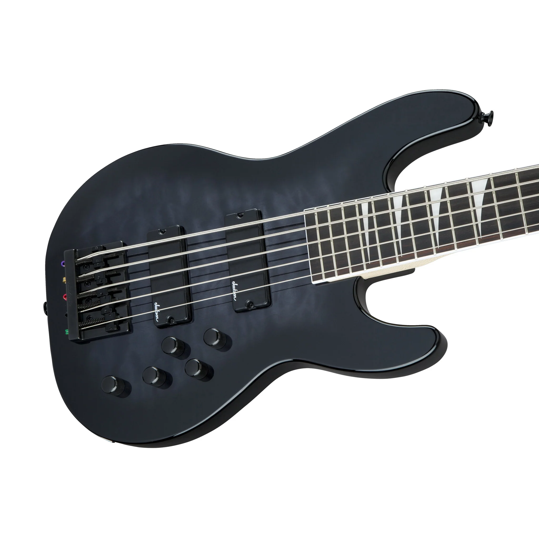 Jackson JS Series Concert Bass JS3VQ Guitar, Amaranth FB, Transparent Black - Image 6