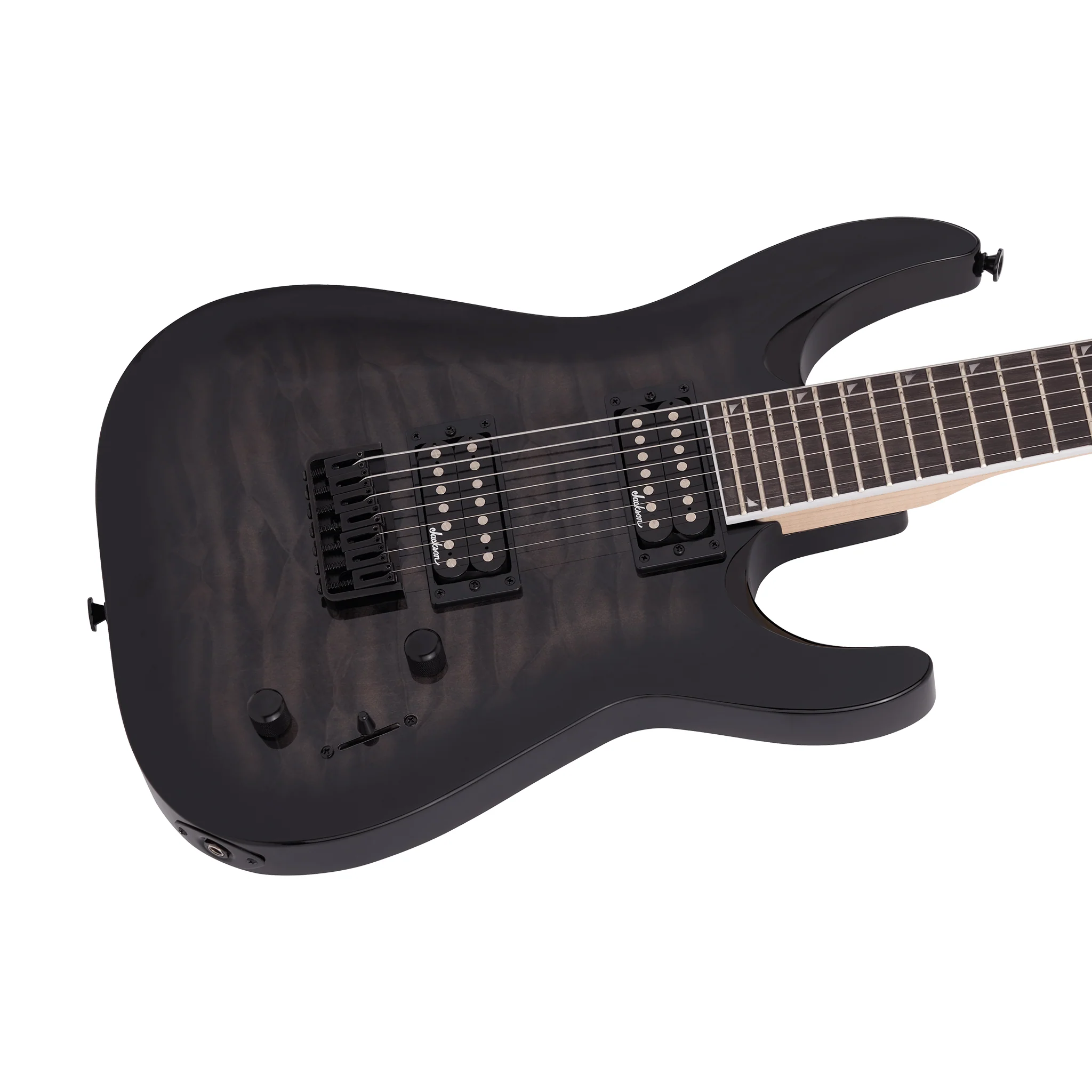 Jackson JS Series Dinky Arch Top JS32Q DKA HT Electric Guitar, Amaranth FB, Transparent Black Burst - Image 5