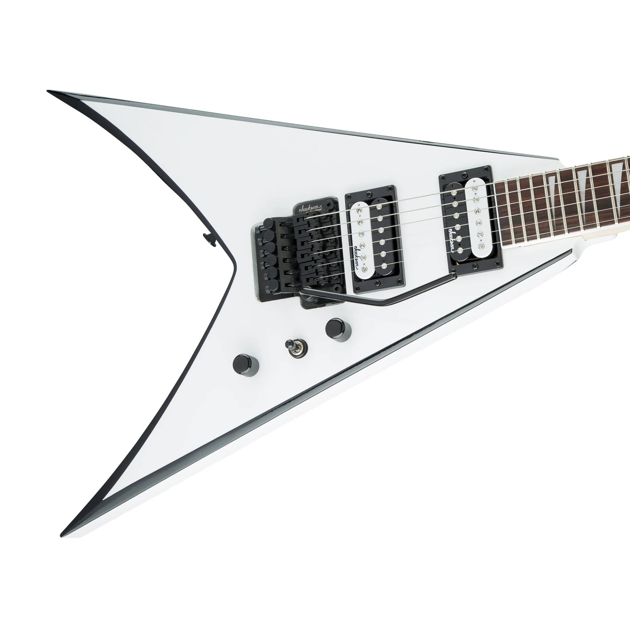 Jackson JS Series King V JS32 Electric Guitar, Amaranth FB, White with Black Bevels - Image 5