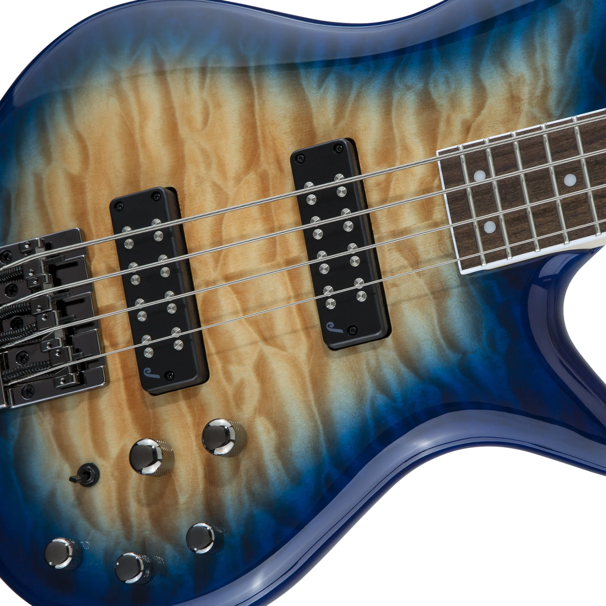 Jackson JS Series Spectra Bass JS3Q QMT Electric Bass Guitar, Amber Blue Burst - Image 4