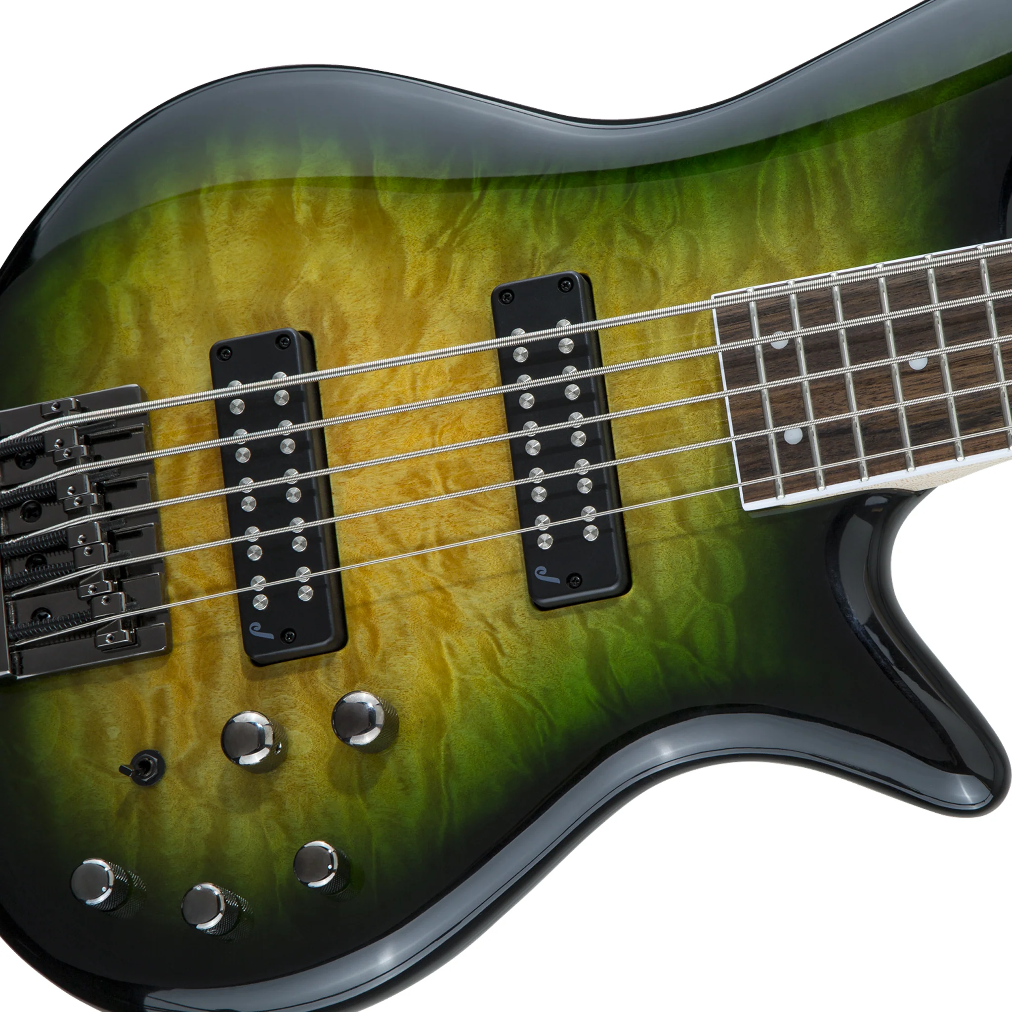 Jackson JS Series Spectra Bass JS3QV QMT 5-String Electric Bass Guitar, Alien Burst - Image 4