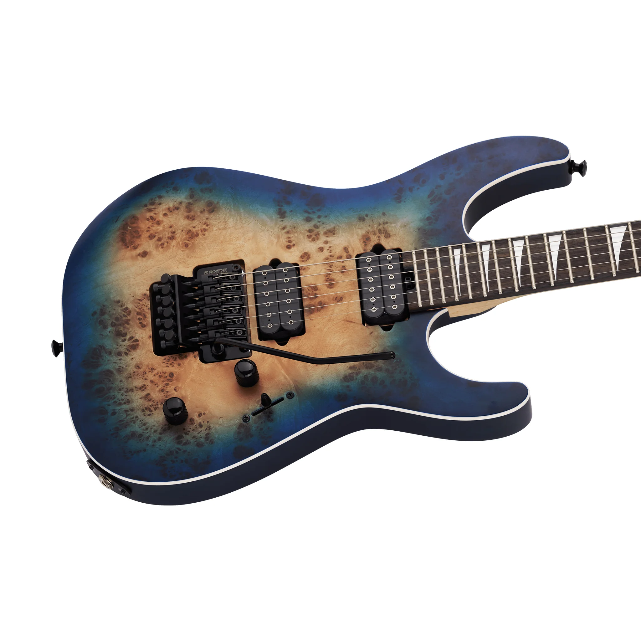 Jackson MJ Series Dinky DKRP Electric Guitar, Ebony FB, Transparent Blue Burst - Image 3