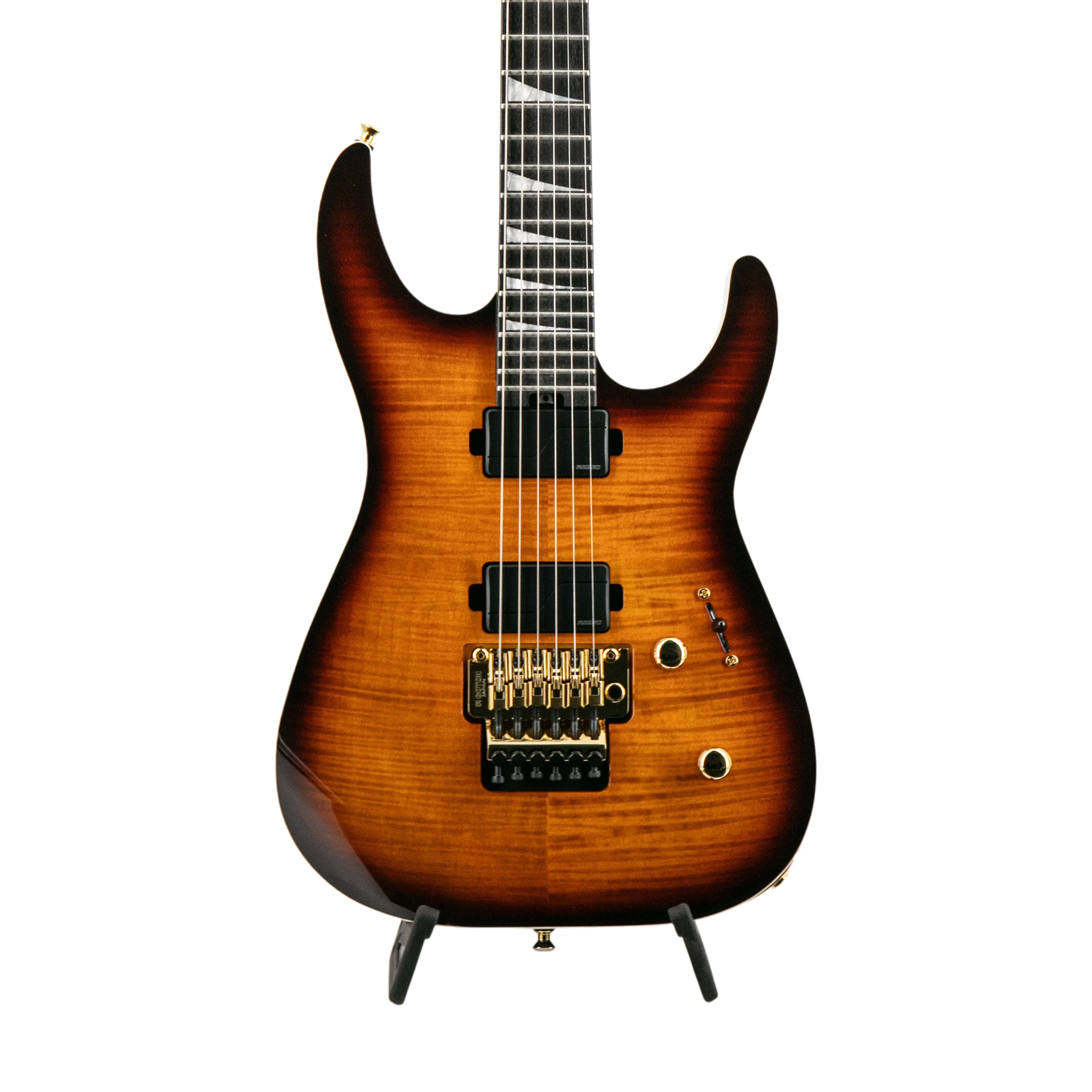 Jackson MJ Series Dinky DKRP Flame Maple Fluence Electric Guitar, Ebony FB, Amber Burst - Image 3