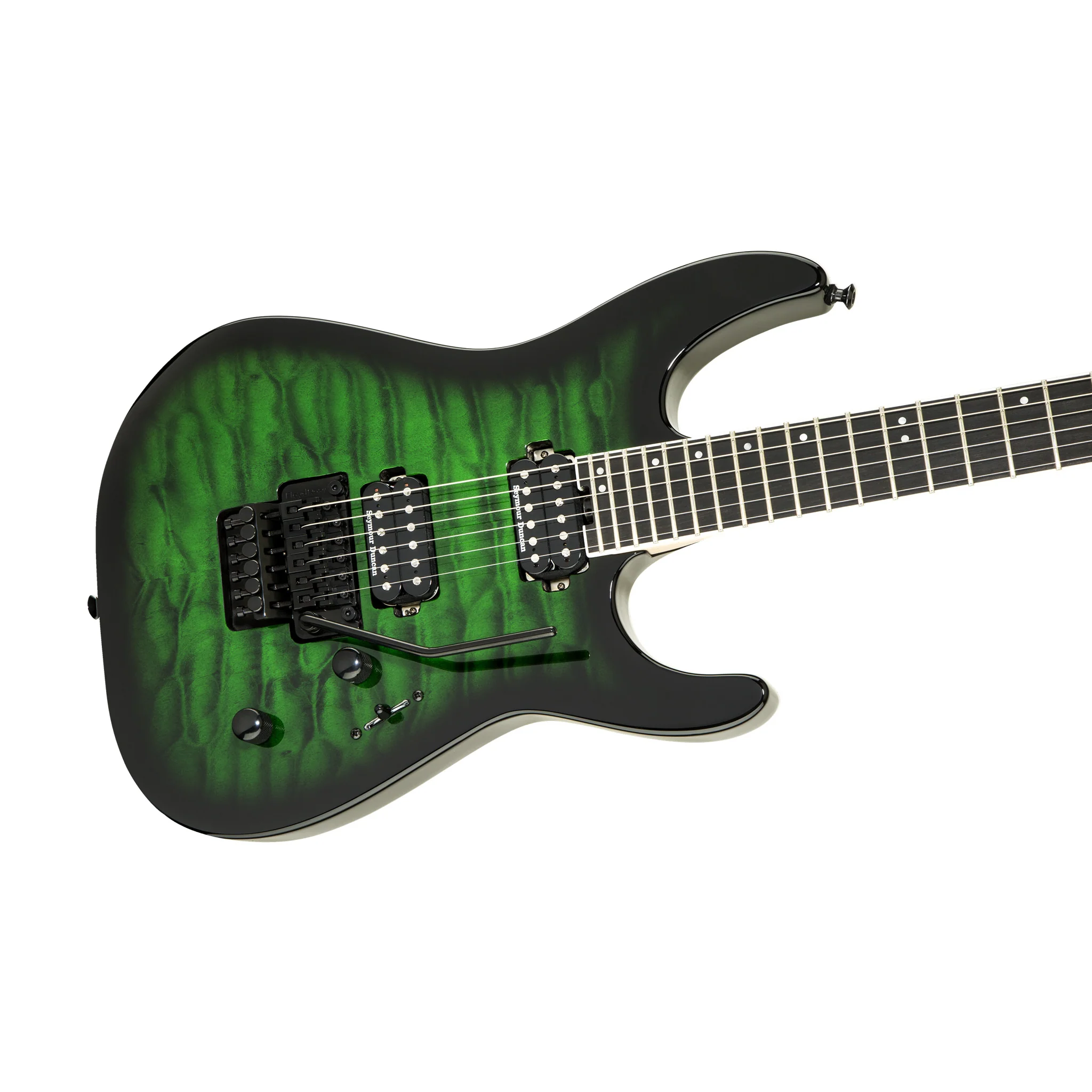 Jackson Pro Series Dinky DK2Q Electric Guitar, Ebony FB, Transparent Green Burst - Image 5