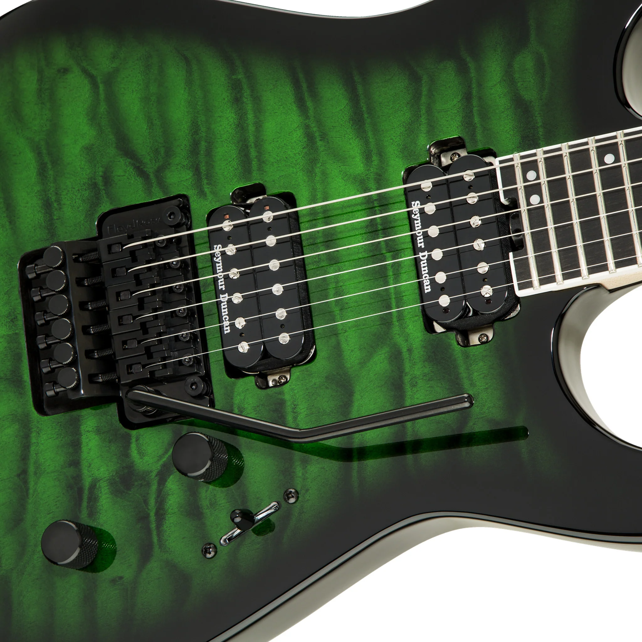 Jackson Pro Series Dinky DK2Q Electric Guitar, Ebony FB, Transparent Green Burst - Image 6