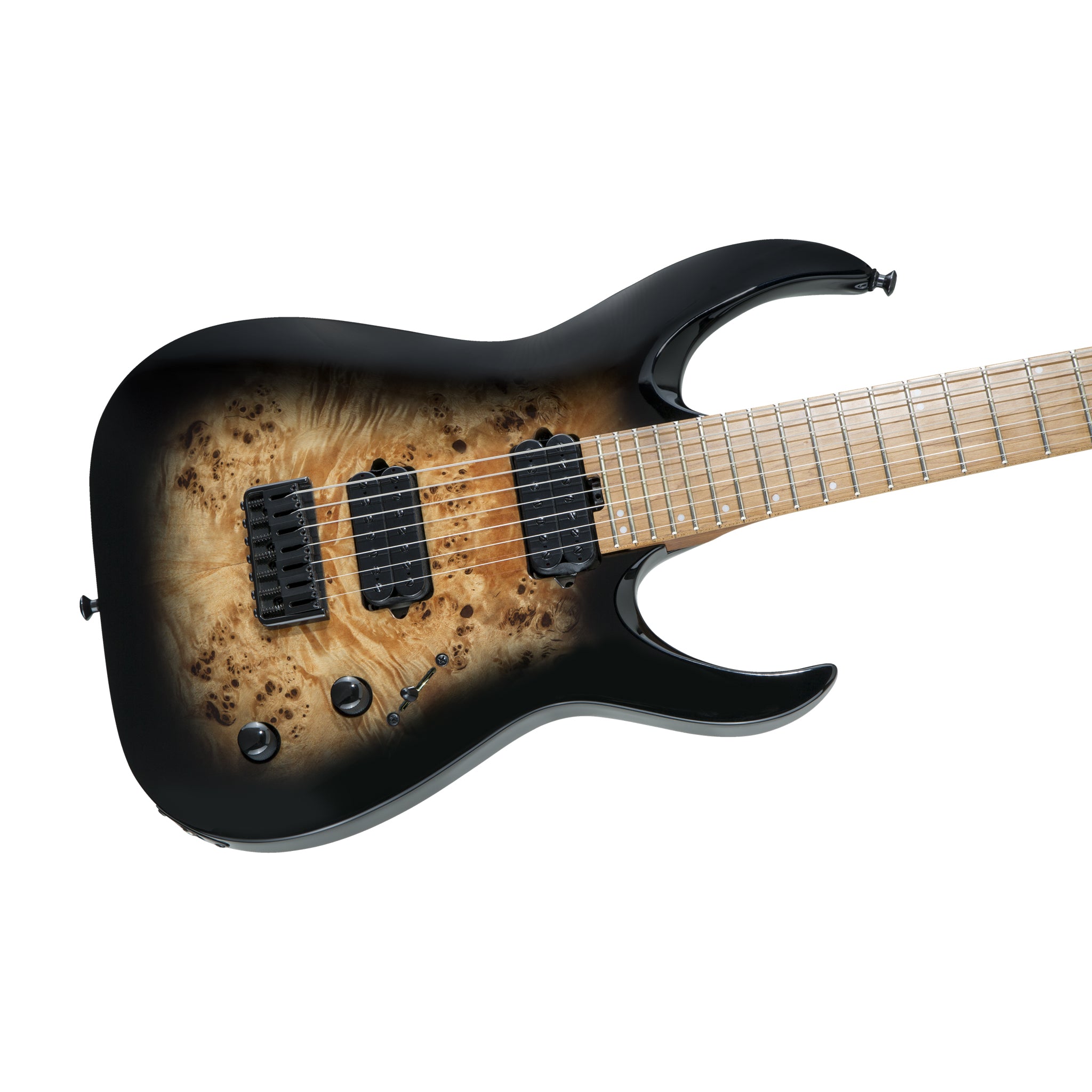 Jackson Pro Series Misha Mansoor Juggernaut HT7P Electric Guitar, Caramelized Maple FB, Black Burst - Image 3