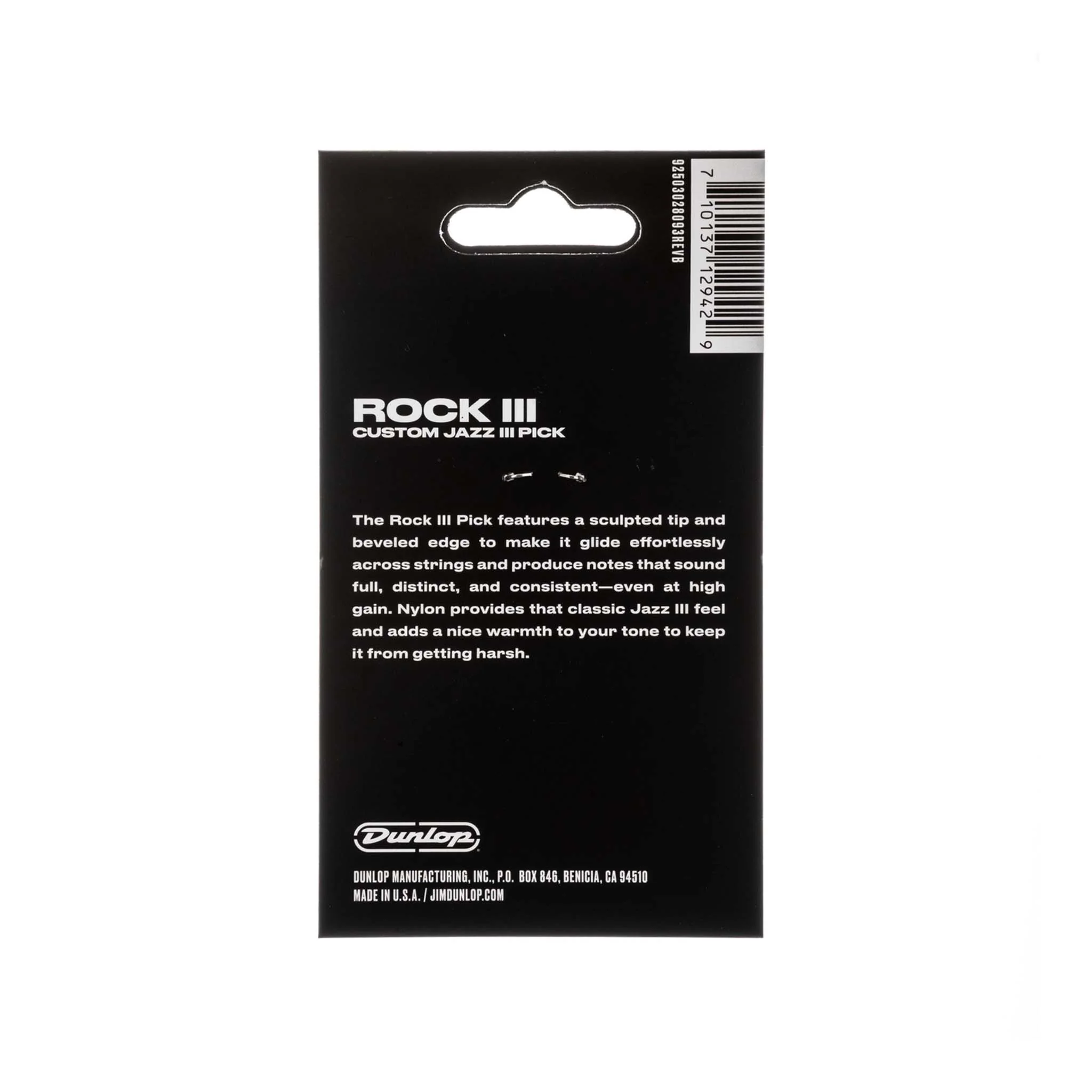 Jim Dunlop 570P1.38 RockIII Nylon Custom Jazz III Guitar Pick, Pack of 6 - Image 5