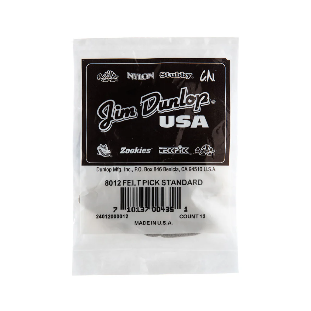 Jim Dunlop 8012 Standard Felt Pick, Bag of 12
