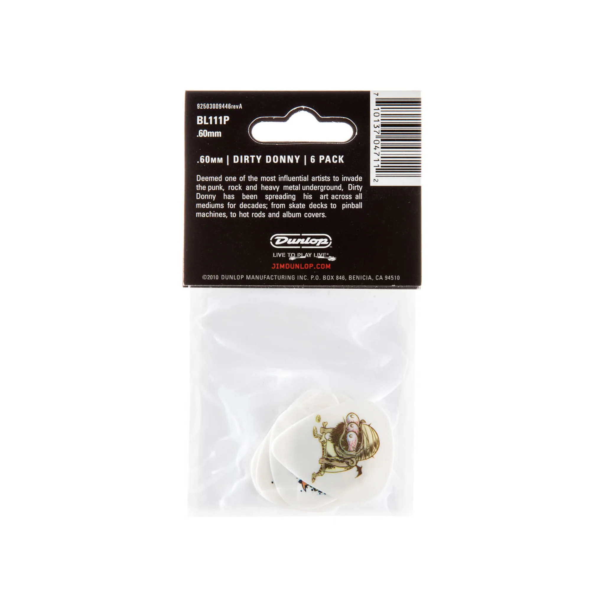 Jim Dunlop BL111P1.0 Dirty Donny Series 1 Guitar Picks, 1.0mm, 6-Pack - Image 3