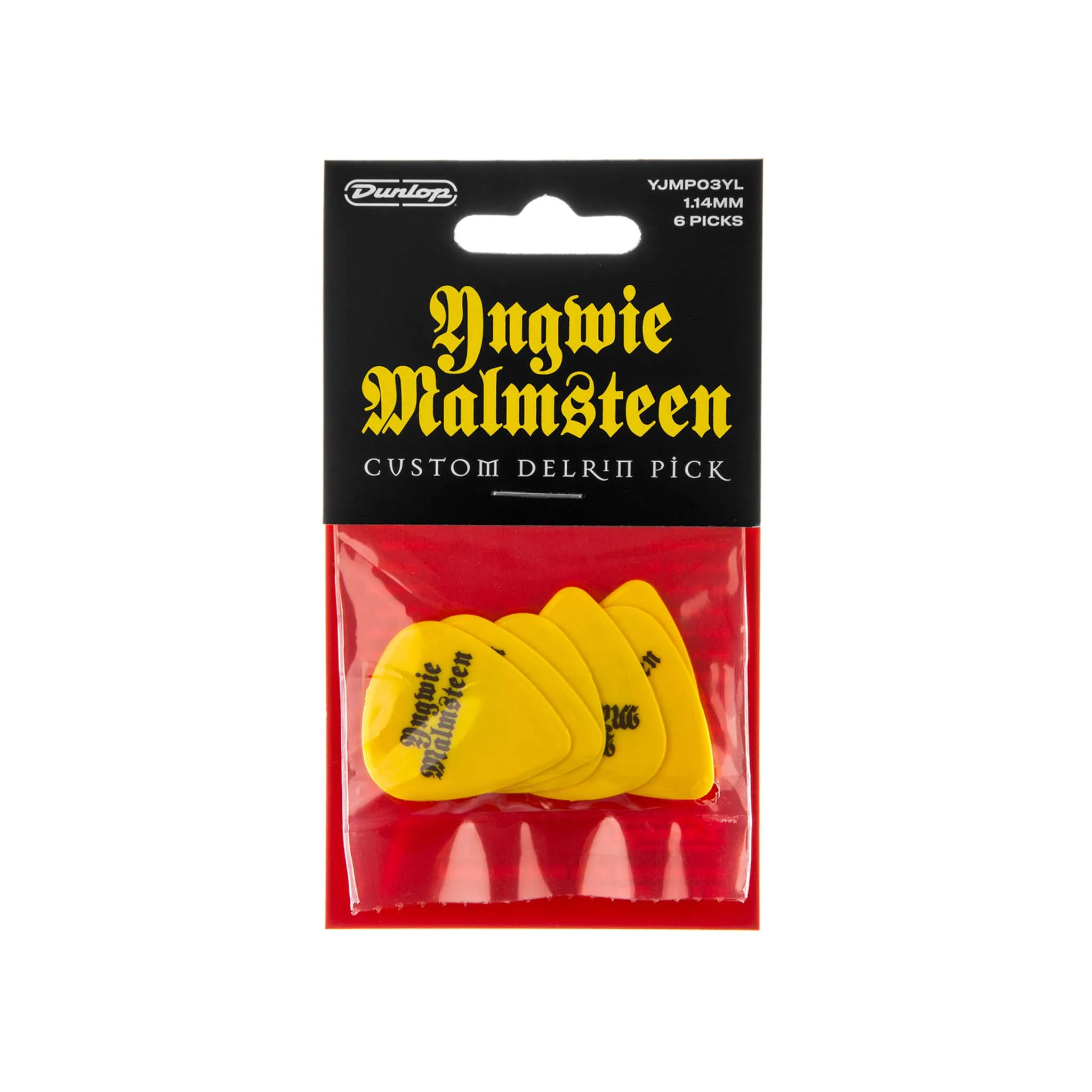 Jim Dunlop YJMP03YL Malmsteen Custom Delrin Guitar Pick, 1.14 mm, Pack of 6 - Image 4