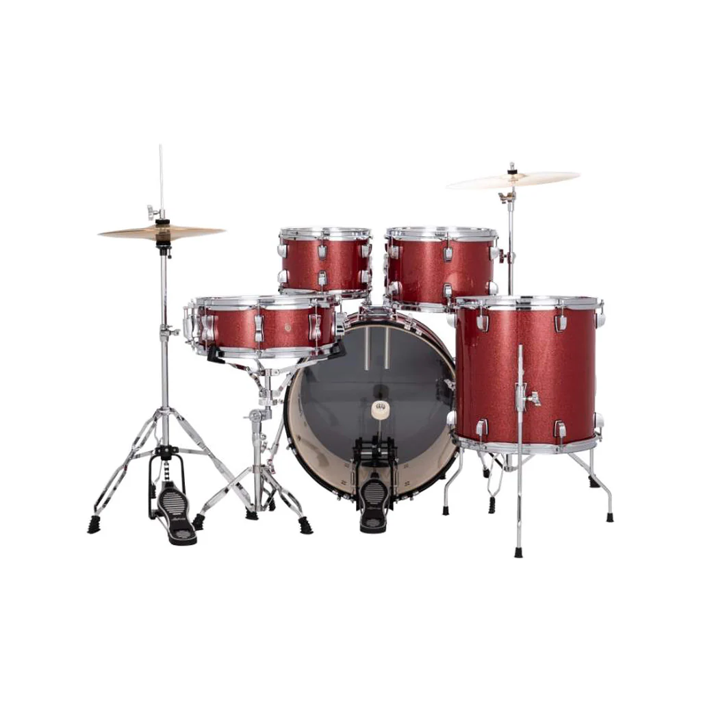 Ludwig LC19014 Accent Fuse 5-Piece Drums Set w/Hardware+Throne+Cymbal, Red Sparkle - Image 3