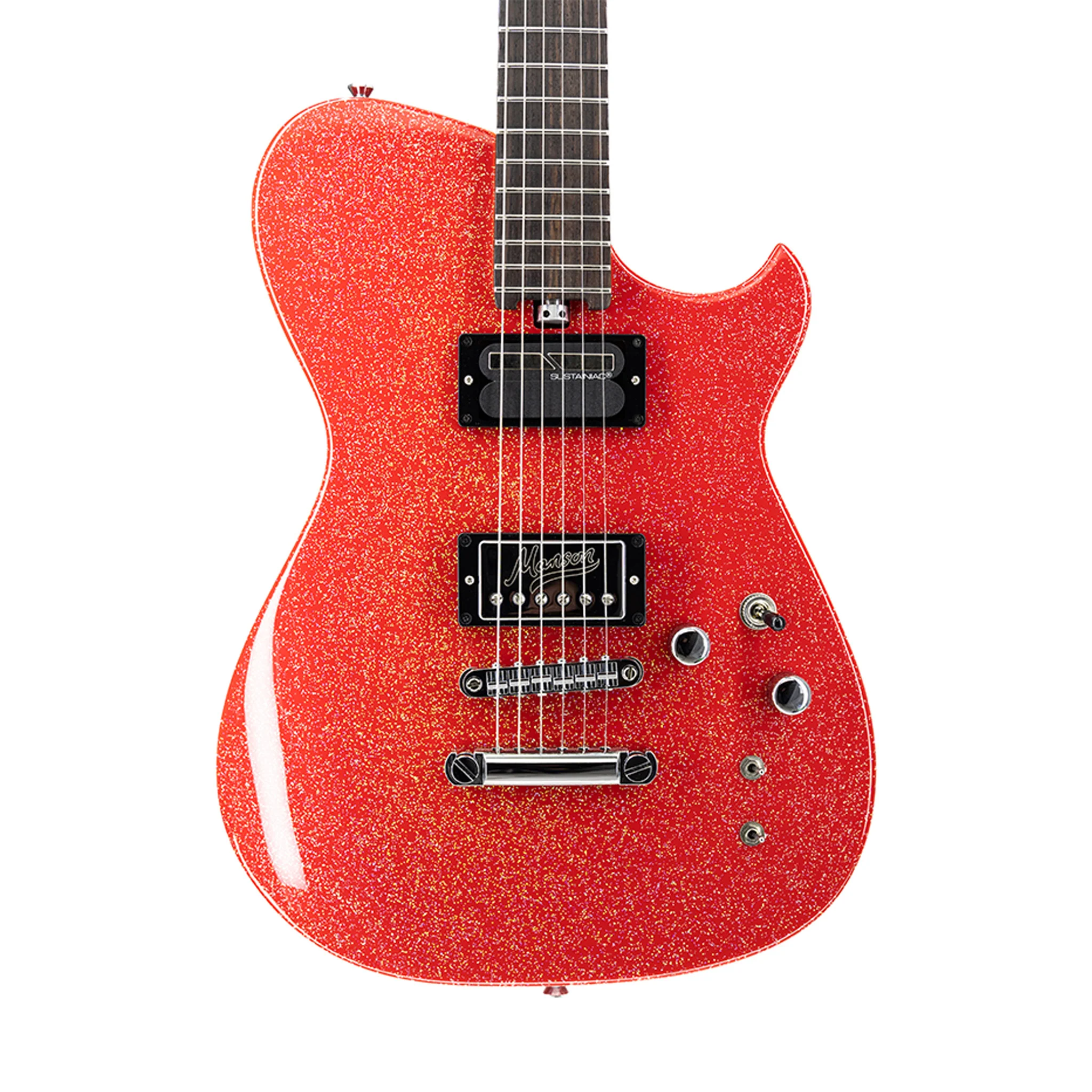 Manson Guitar Works M-Series MB-1 Sustainer Electric Guitar w/MONO Bag, RW FB, Red Holosparkle - Image 3