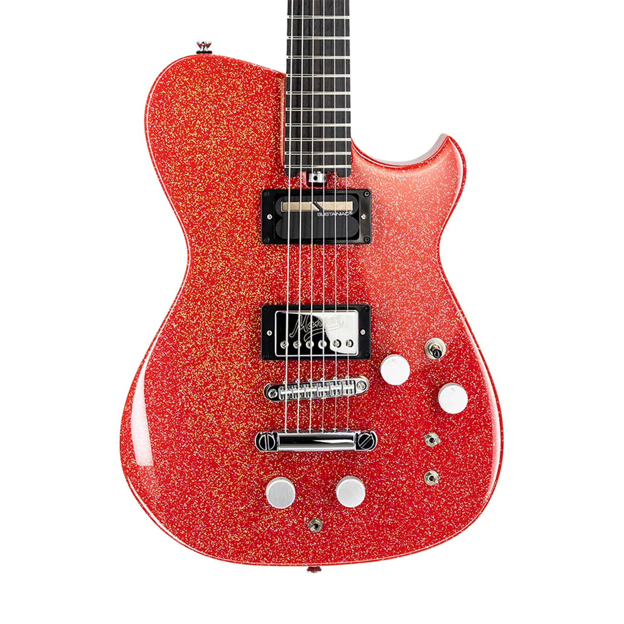 Manson Guitar Works MB-1 M-Series Sustainiac Fuzz Factory Electric Guitar, Red Holosparkle - Image 3
