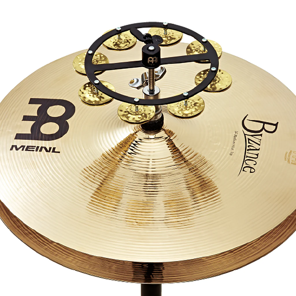 MEINL Percussion HTHH1B-BK Headliner Series Hihat Tambourines, 1 Row, Hammered Brass Jingles - Image 2