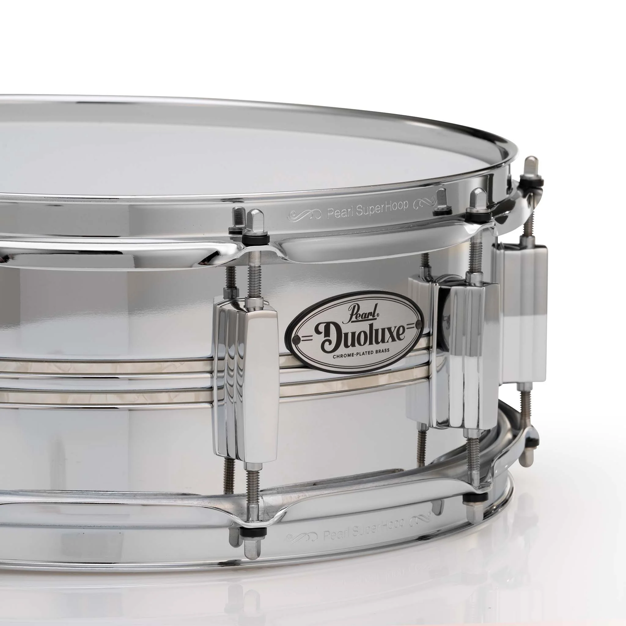 Pearl DUX1450BR #405 14x5inch Duoluxe Jupiter Alloy Chrome/Brass Snare Drum w/Inlay - Image 3
