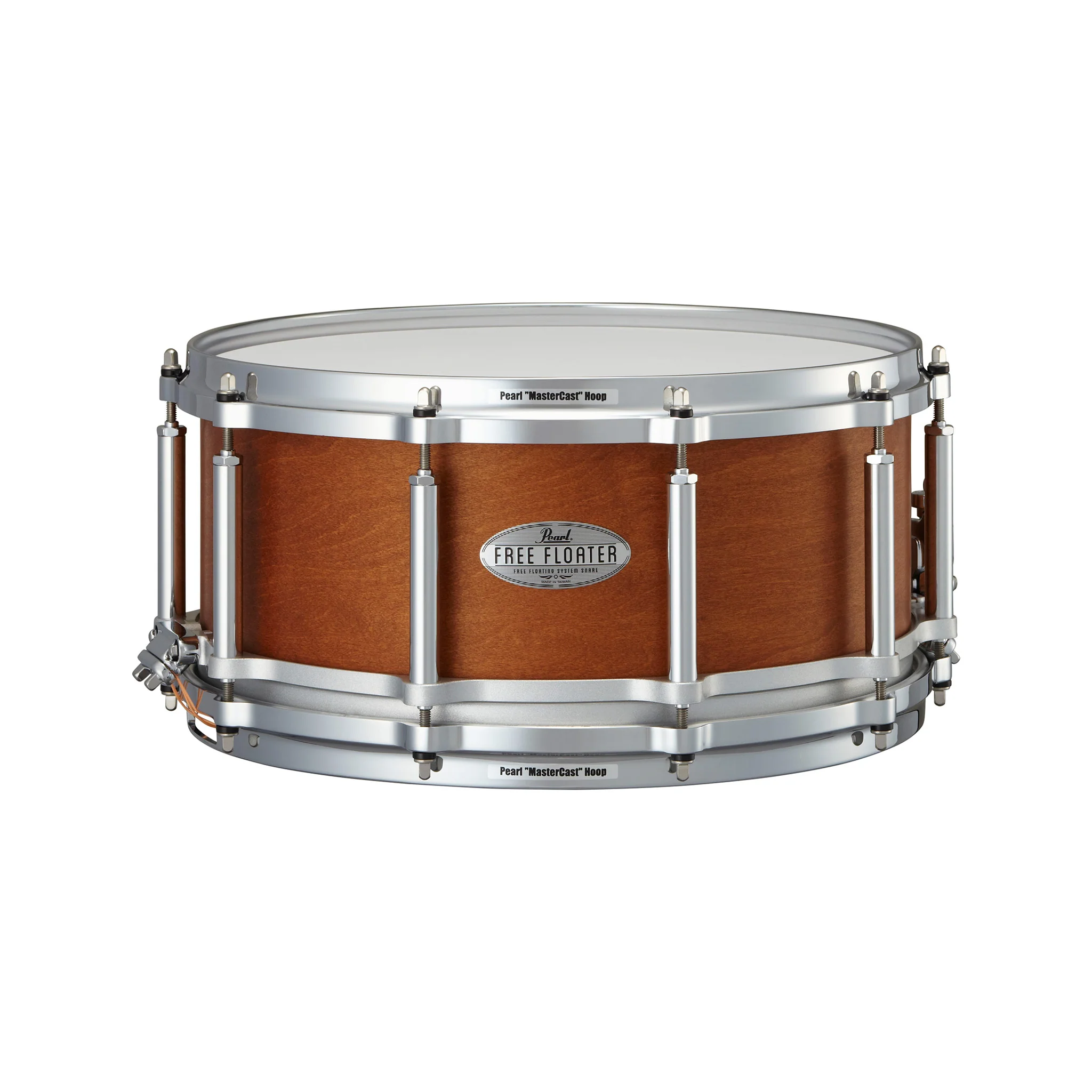 Pearl FTMMH1465-322 14x6.5inch Free Floating Maple/Mahogany Snare Drum, Satin Mahogany
