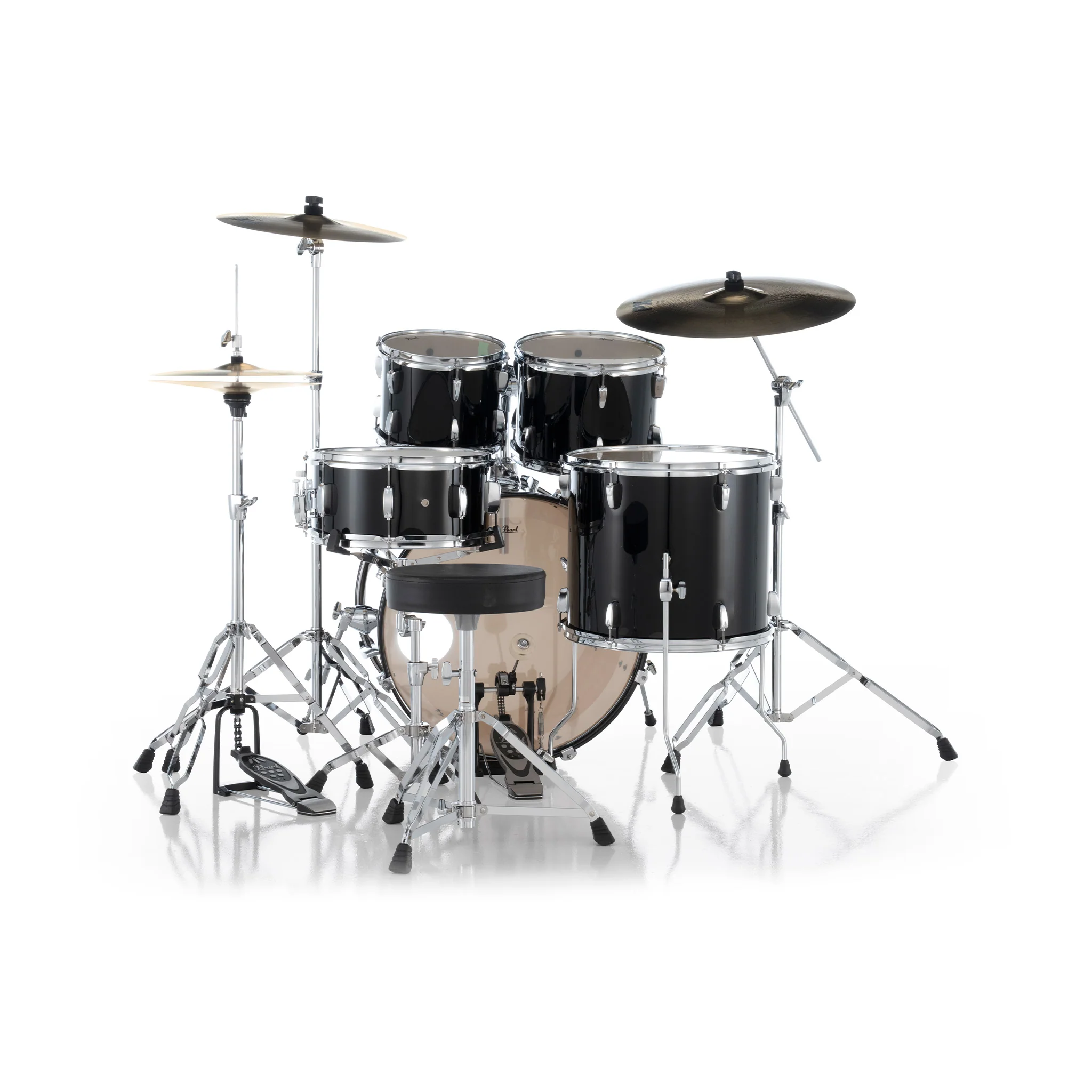 Pearl RS525SB/C #31 Roadshow 5pcs Drum Kit w/Hardware, Jet Black w/ Sabian SBR Cymbals Bundle - Image 2