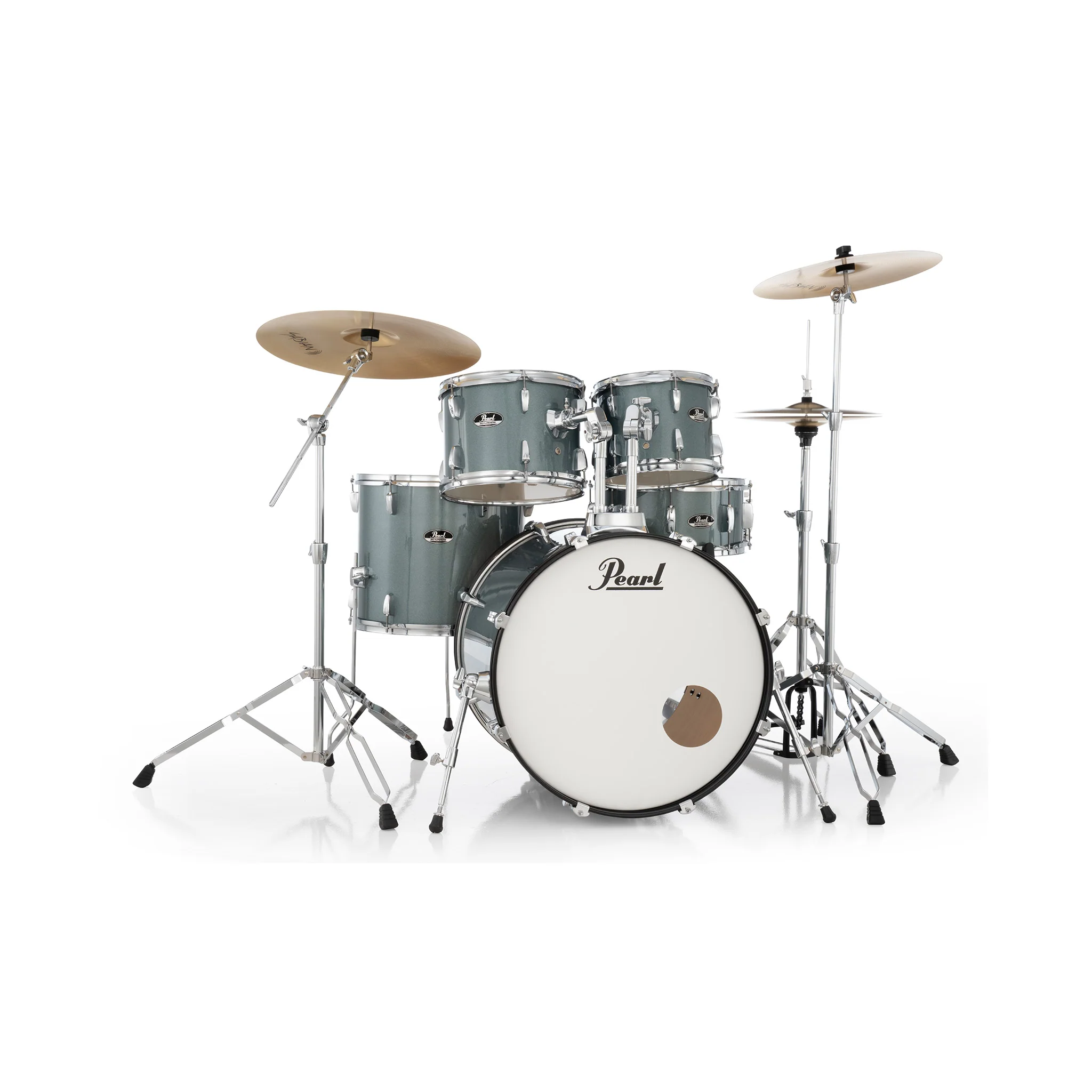 Pearl RS525SB/C #706 Roadshow 5pcs Drum Kit w/Hardware, Charcoal Metallic w/ Sabian SBR Cymbals Bundle