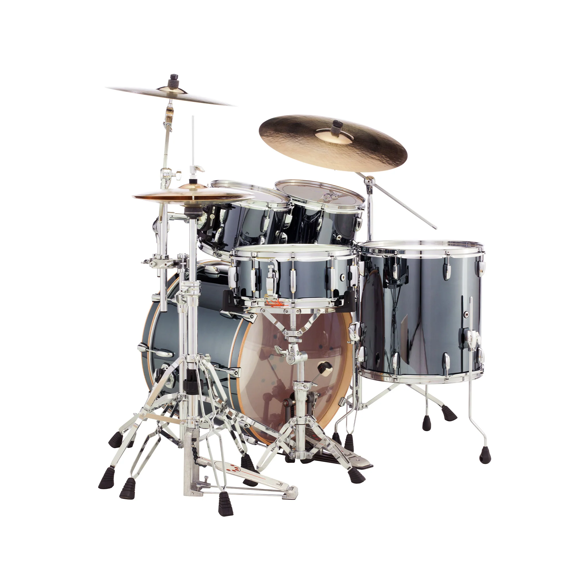 Pearl STS924XSP/C-766 SST 4-Piece Shell Pack w/o Snare (2216BX/1007T/1208T/1616F), Black Mirror Chro - Image 4