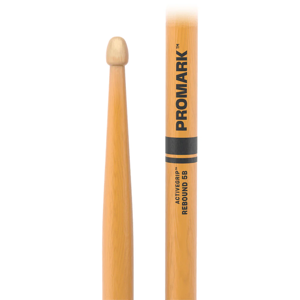 Promark R5BAGC Rebound 5B ActiveGrip Hickory Drumstick, Acorn Tip, Clear - Image 2