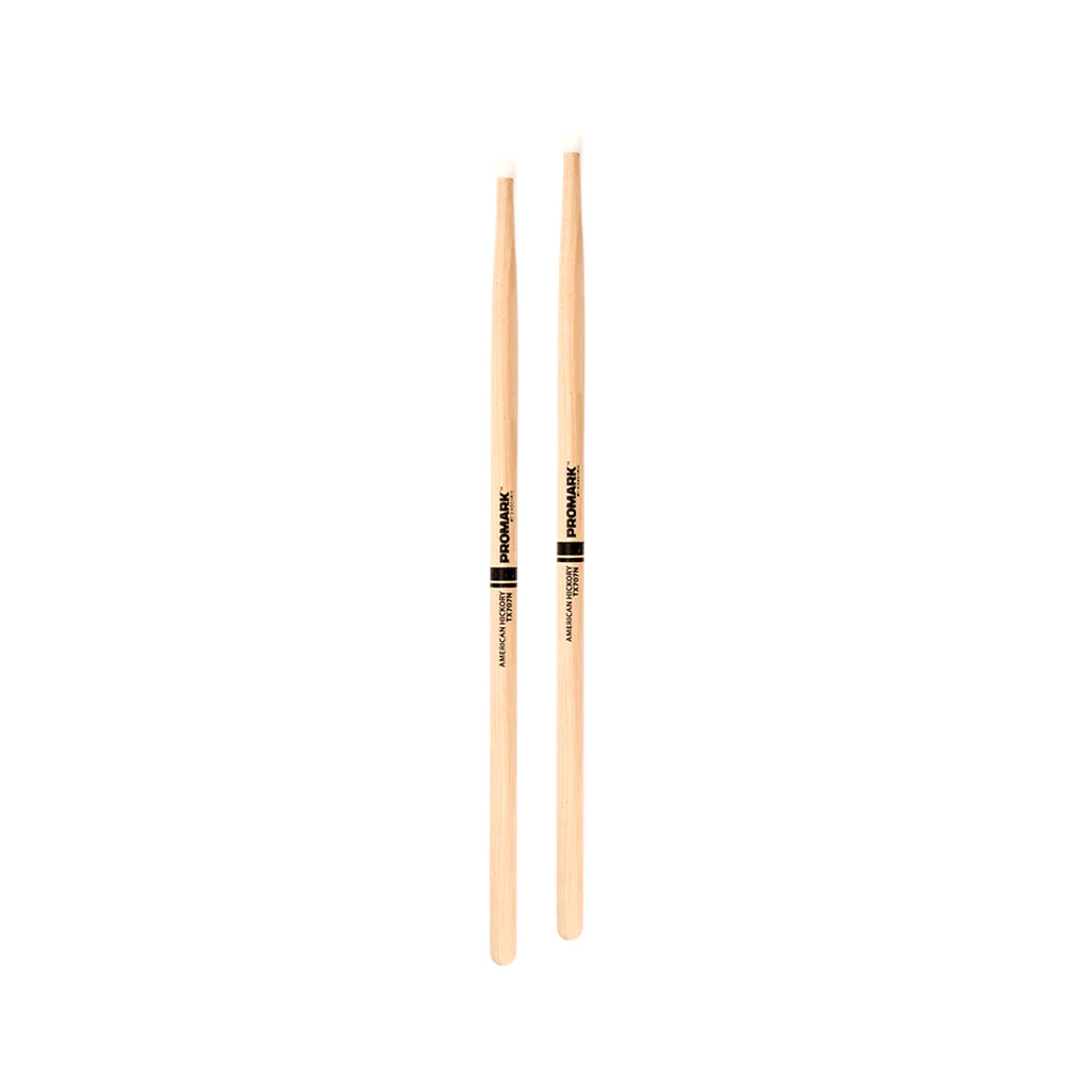 Promark TX707N Hickory 707N Simon Phillips Drumsticks, Nylon Tip