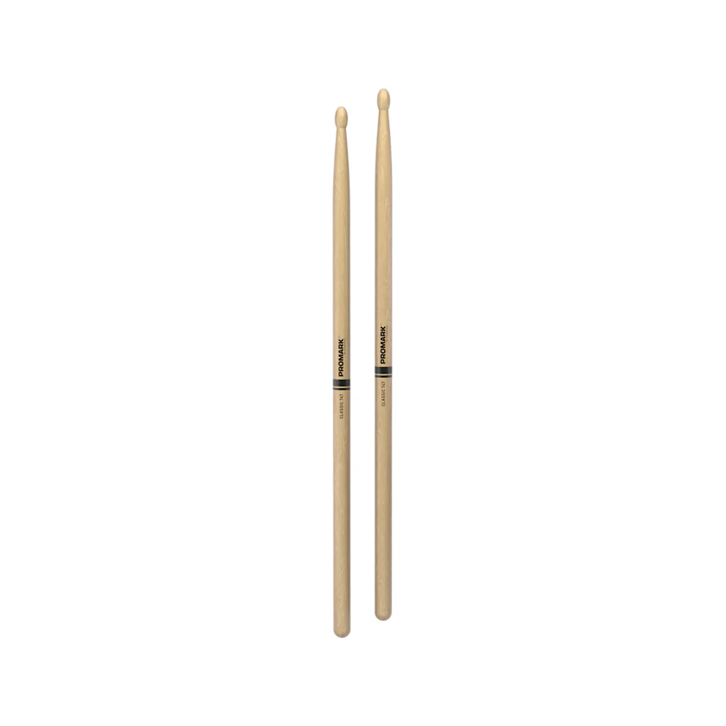 Promark TX747W Hickory 747 Rock Drumsticks, Wood Tip