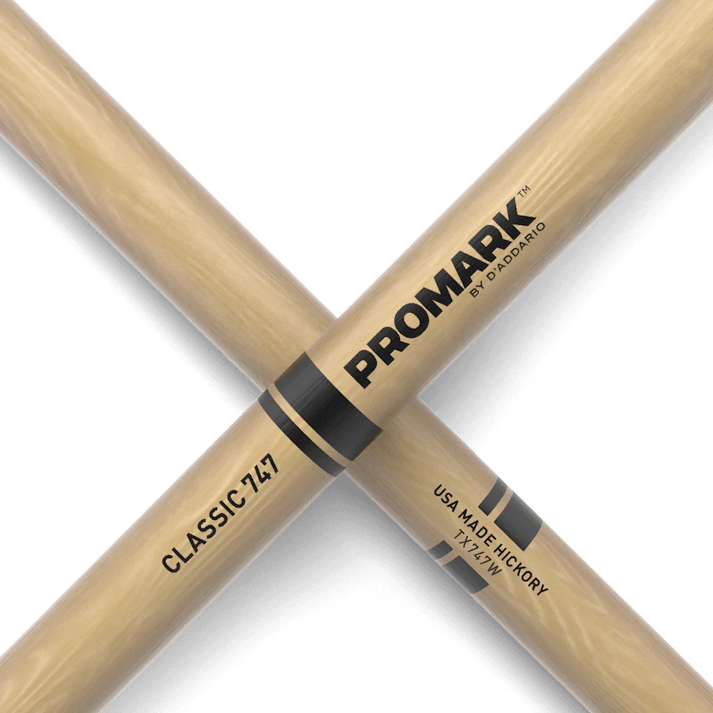 Promark TX747W Hickory 747 Rock Drumsticks, Wood Tip - Image 5