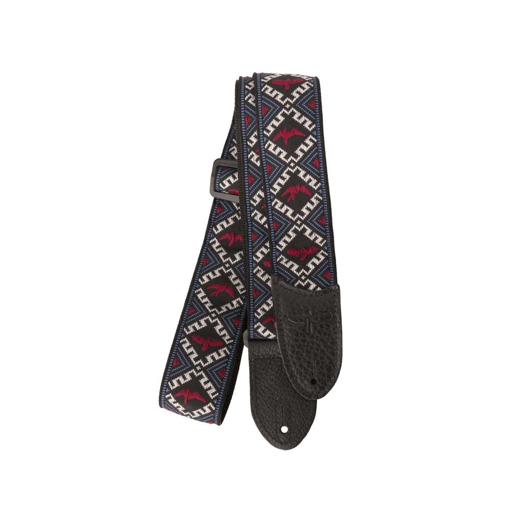PRS Jacquard Hootenanny Style Guitar Strap, Red, White & Blue Birds - Image 3