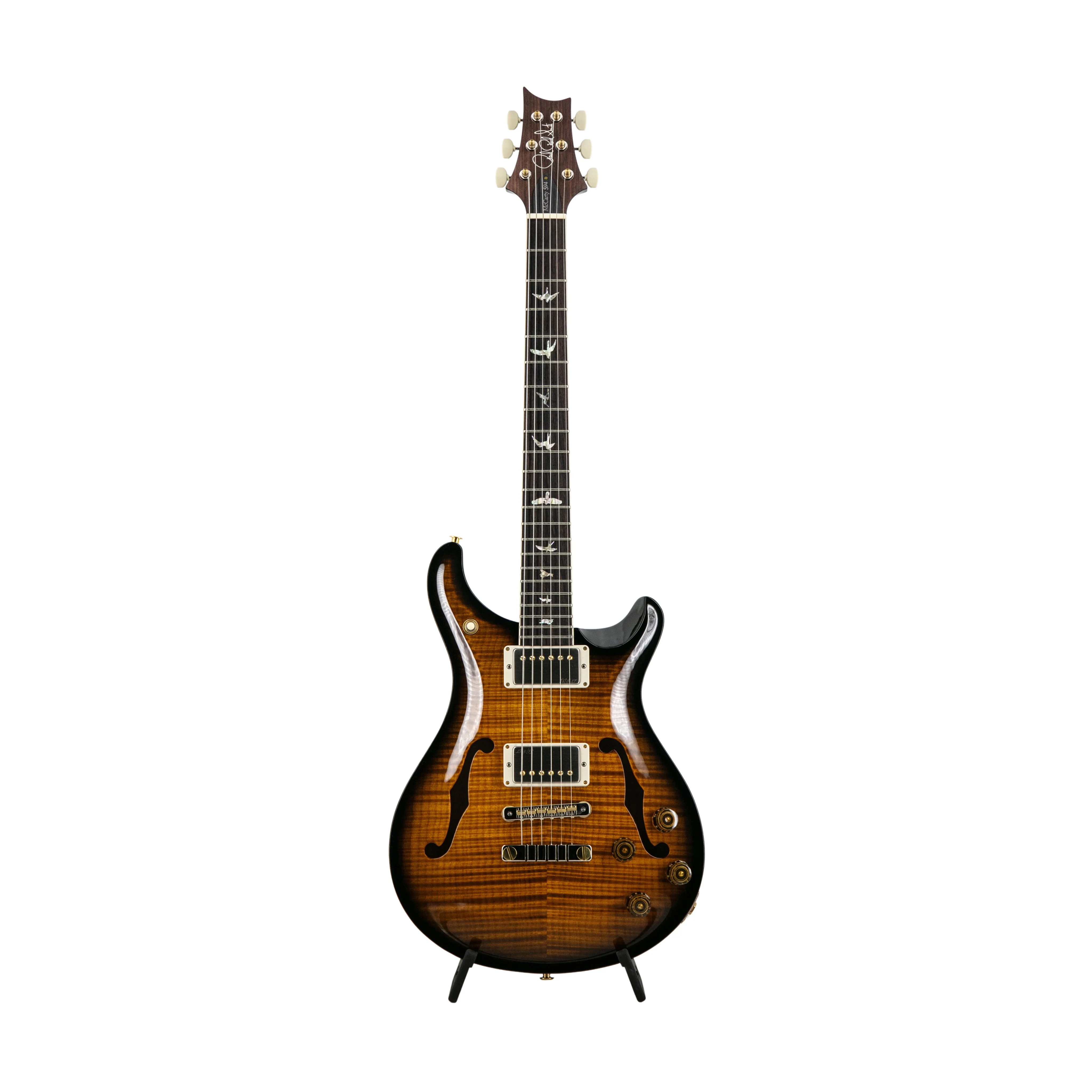PRS McCarty 594 Hollowbody II 10 Top/Back Guitar, Custom Color, Amber Wraparound Smokeburst