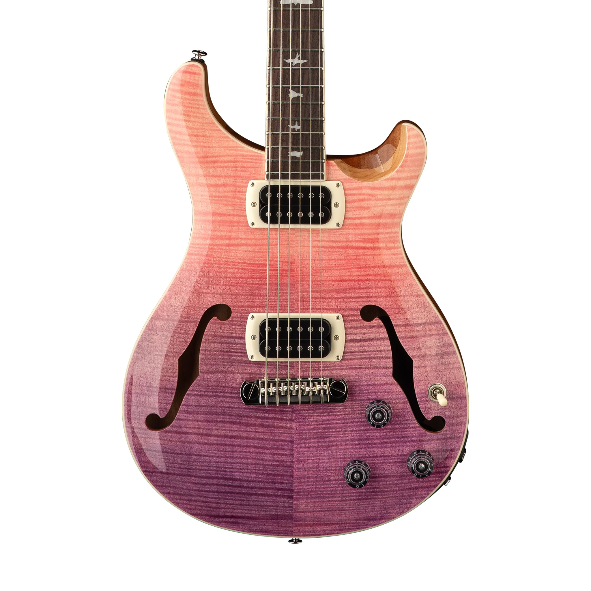 PRS SE Ed Sheeran Flat Back Hollowbody I Baritone Piezo Electric Guitar, Pink Ombre - Image 3