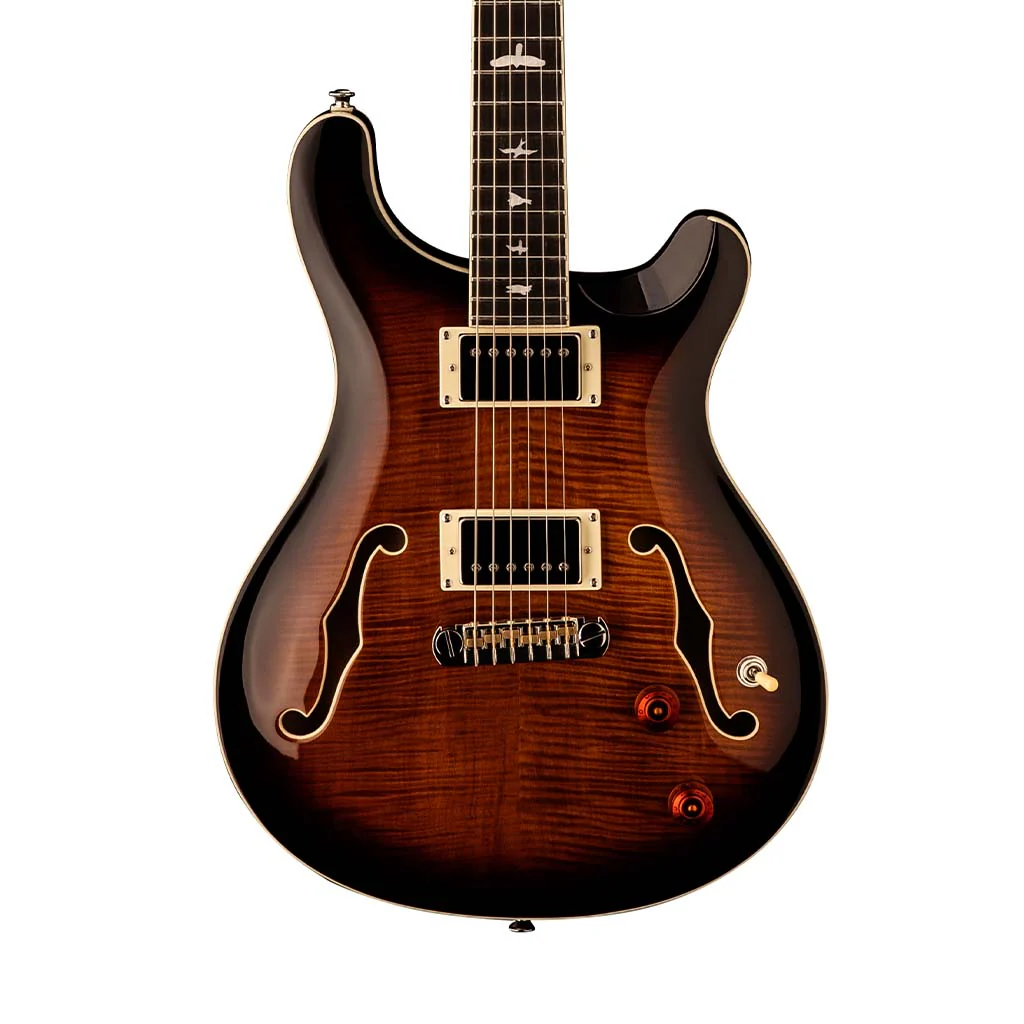 PRS SE Hollowbody II Electric Guitar w/Case, Black Gold Sunburst - Image 2