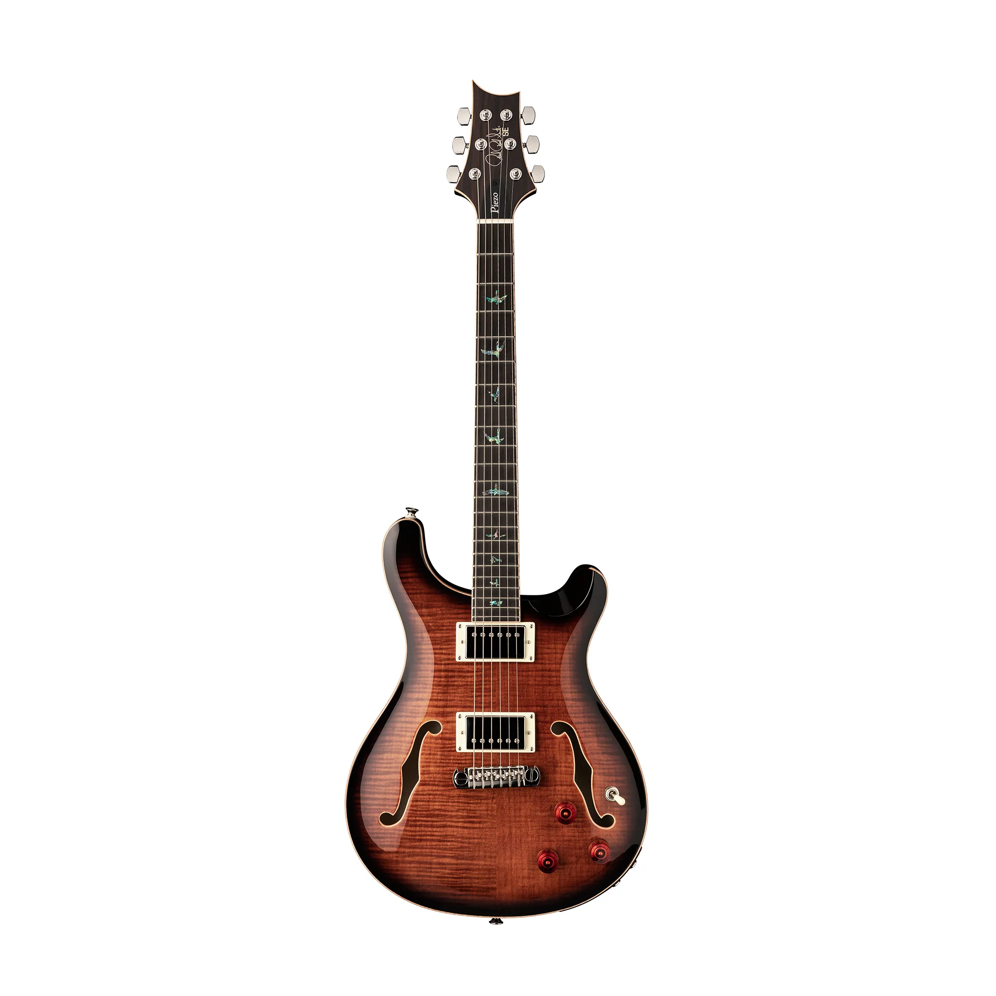 PRS SE Hollowbody II Piezo Electric Guitar w/Case, Black Gold Burst