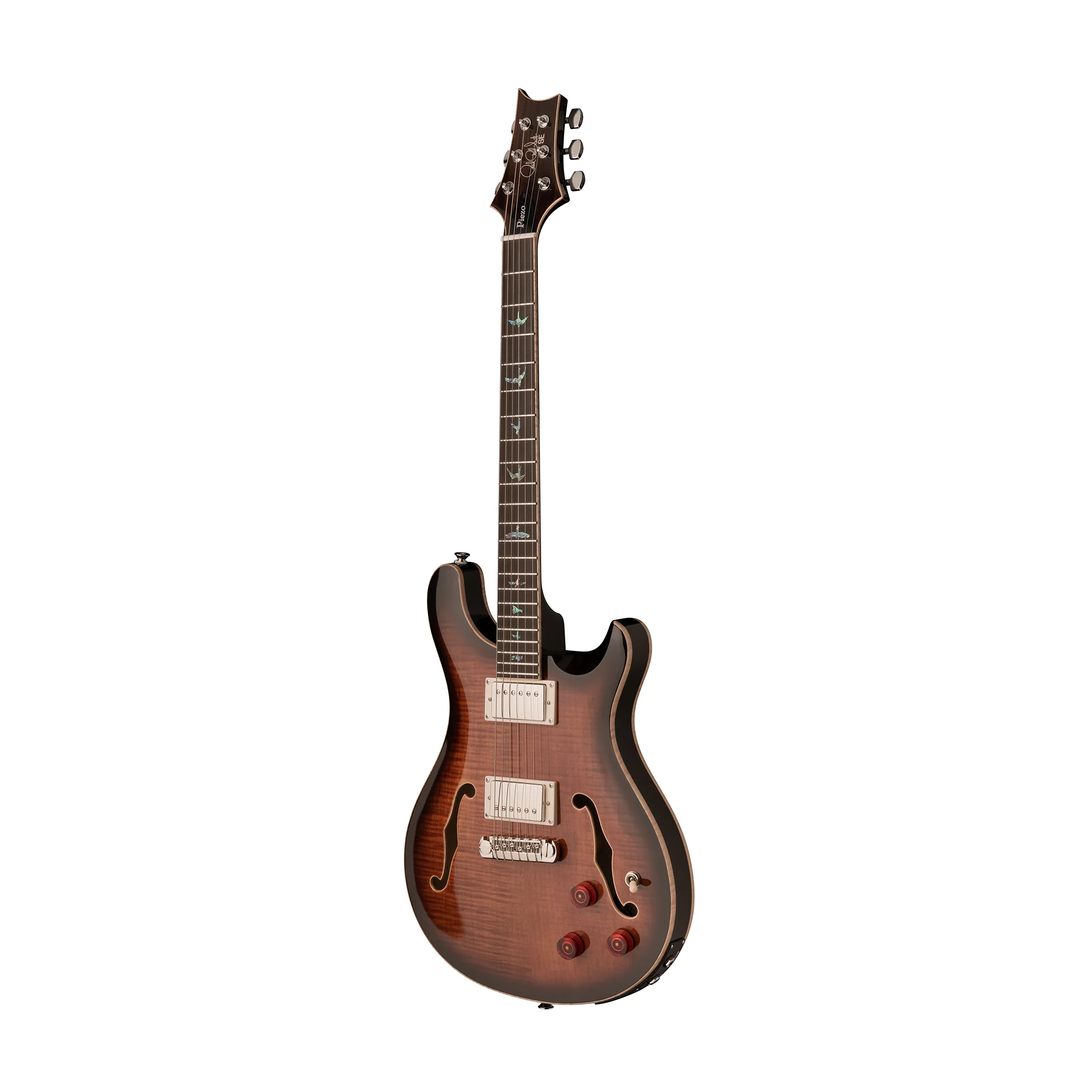 PRS SE Hollowbody II Piezo Electric Guitar w/Case, Black Gold Burst - Image 2