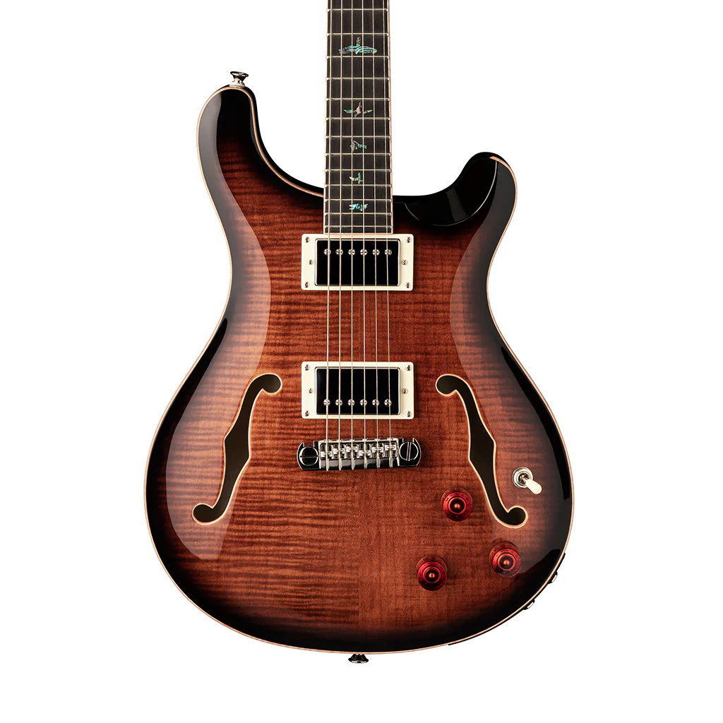 PRS SE Hollowbody II Piezo Electric Guitar w/Case, Black Gold Burst - Image 4