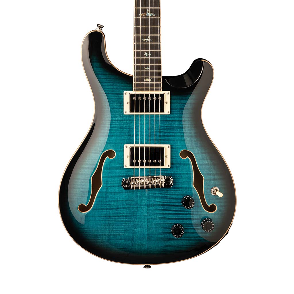 PRS SE Hollowbody II Piezo Electric Guitar w/Case, Peacock Blue Smokeburst - Image 4