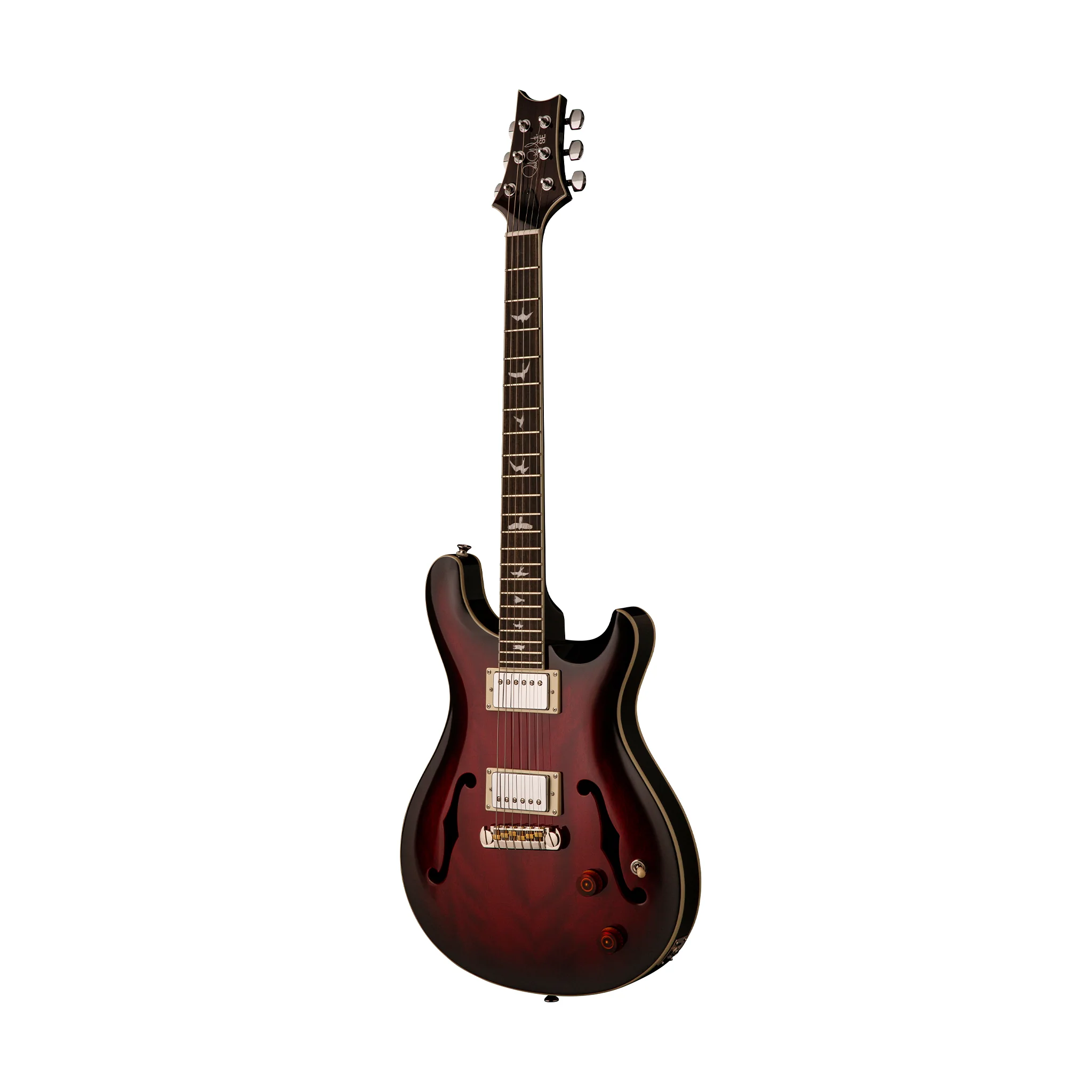 PRS SE Hollowbody Standard Electric Guitar w/Case, Fire Red Burst - Image 2