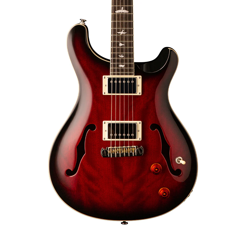 PRS SE Hollowbody Standard Electric Guitar w/Case, Fire Red Burst - Image 4