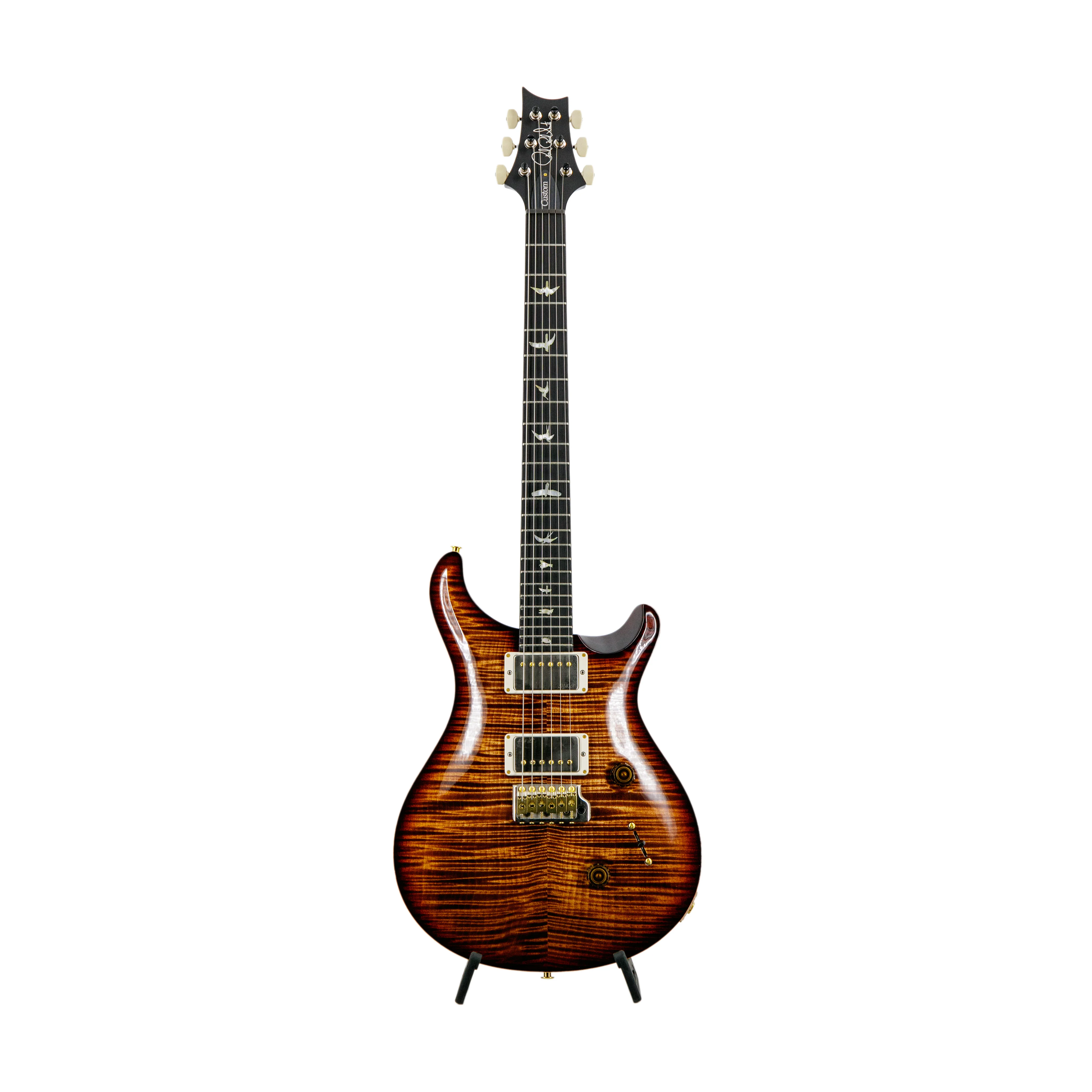 PRS Swee Lee Exclusive Wood Library Custom 24 10 Top Flame Guitar, Copperhead Burst w/Fire Red Burst & Back