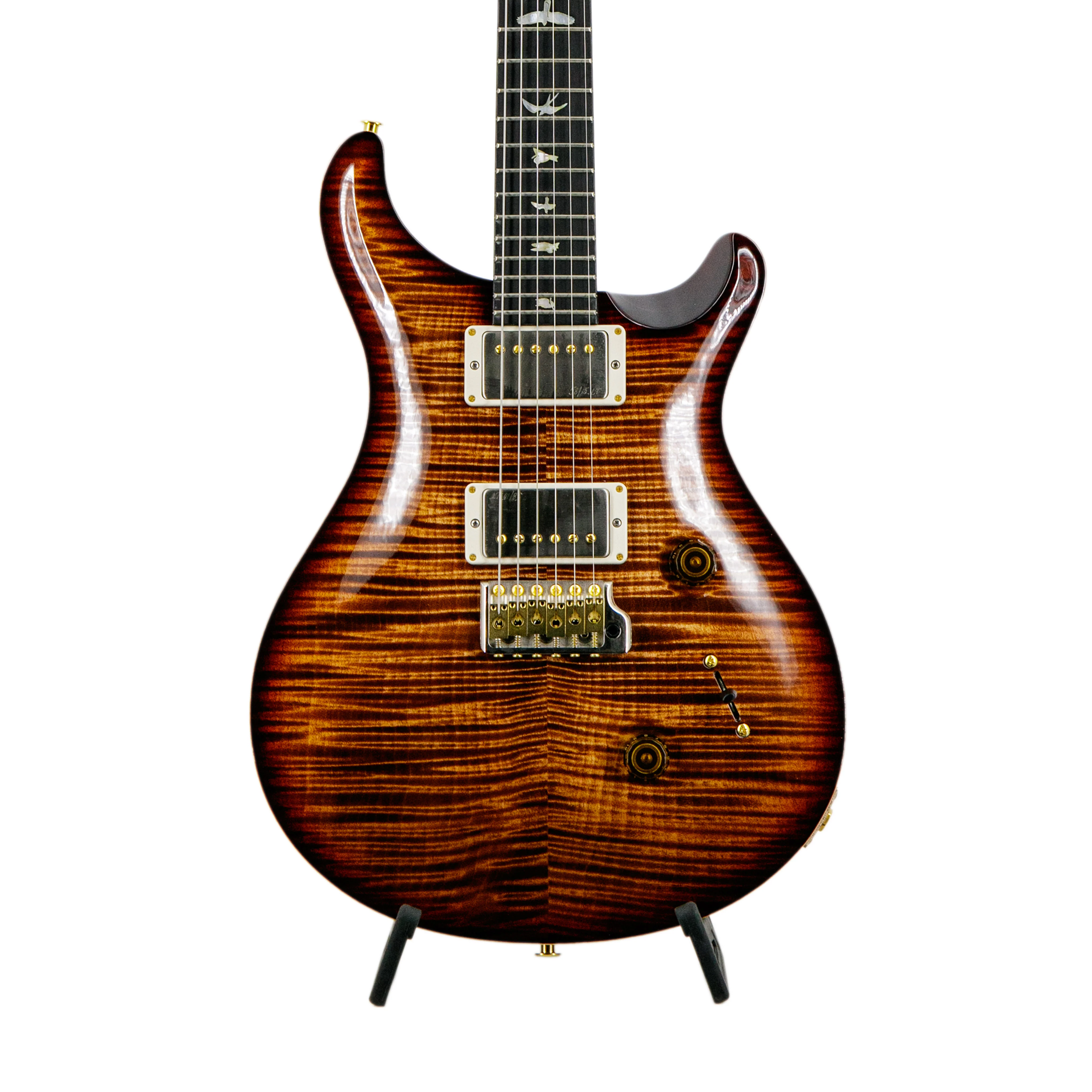 PRS Swee Lee Exclusive Wood Library Custom 24 10 Top Flame Guitar, Copperhead Burst w/Fire Red Burst & Back - Image 3