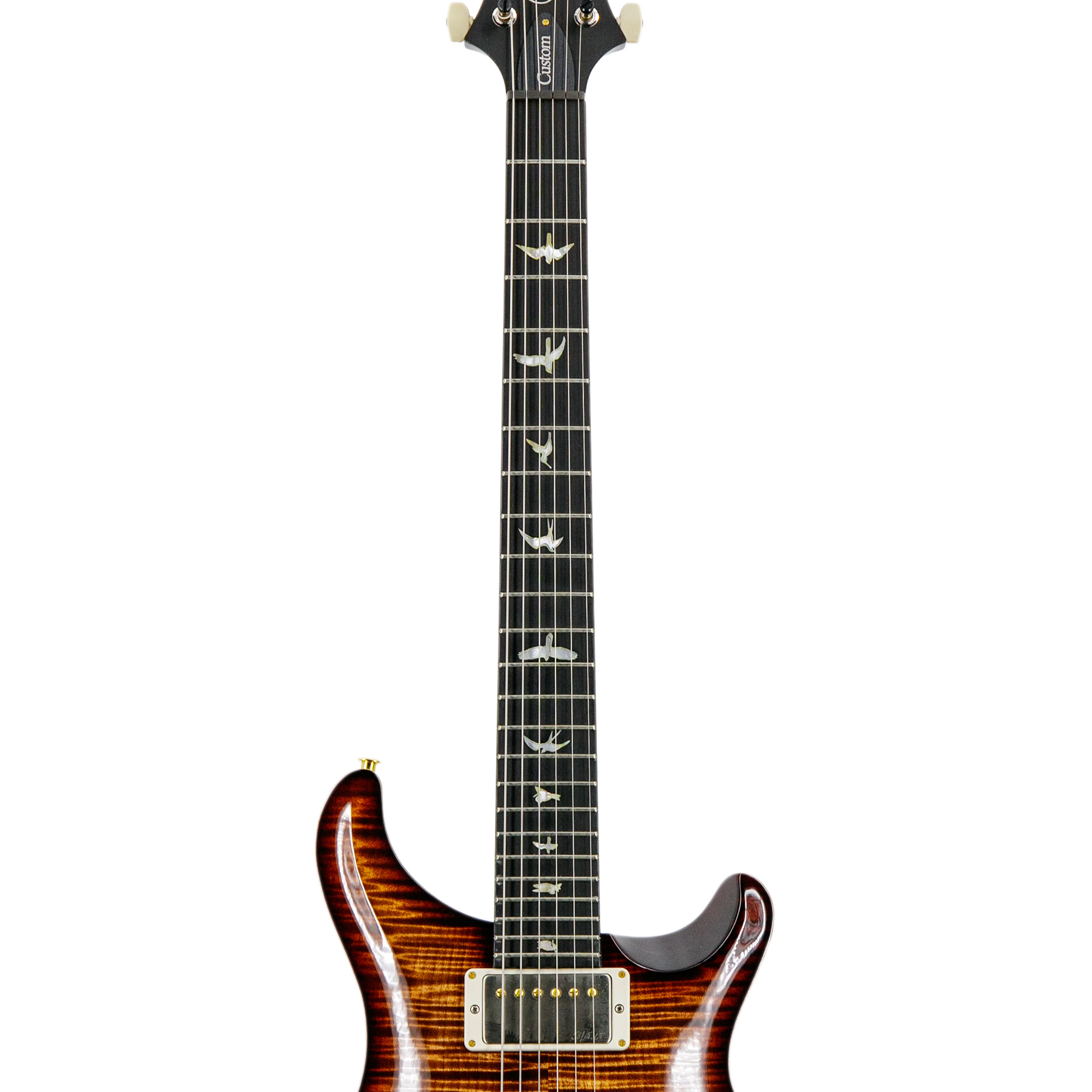 PRS Swee Lee Exclusive Wood Library Custom 24 10 Top Flame Guitar, Copperhead Burst w/Fire Red Burst & Back - Image 5