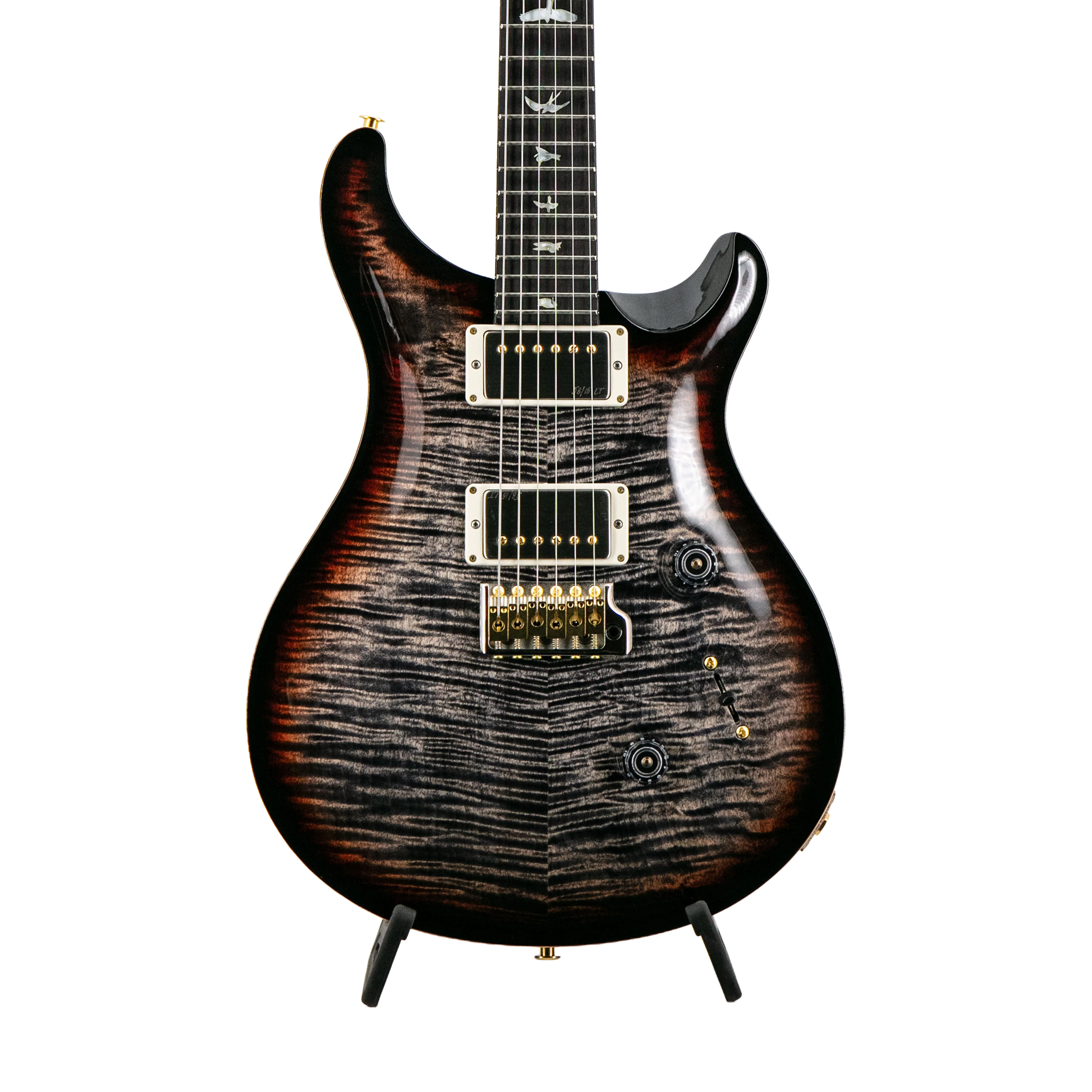 PRS Swee Lee Exclusive Wood Library Custom 24 10 Top Flame Guitar w/Stained Neck, Charcoal Tri-Color Burst - Image 3