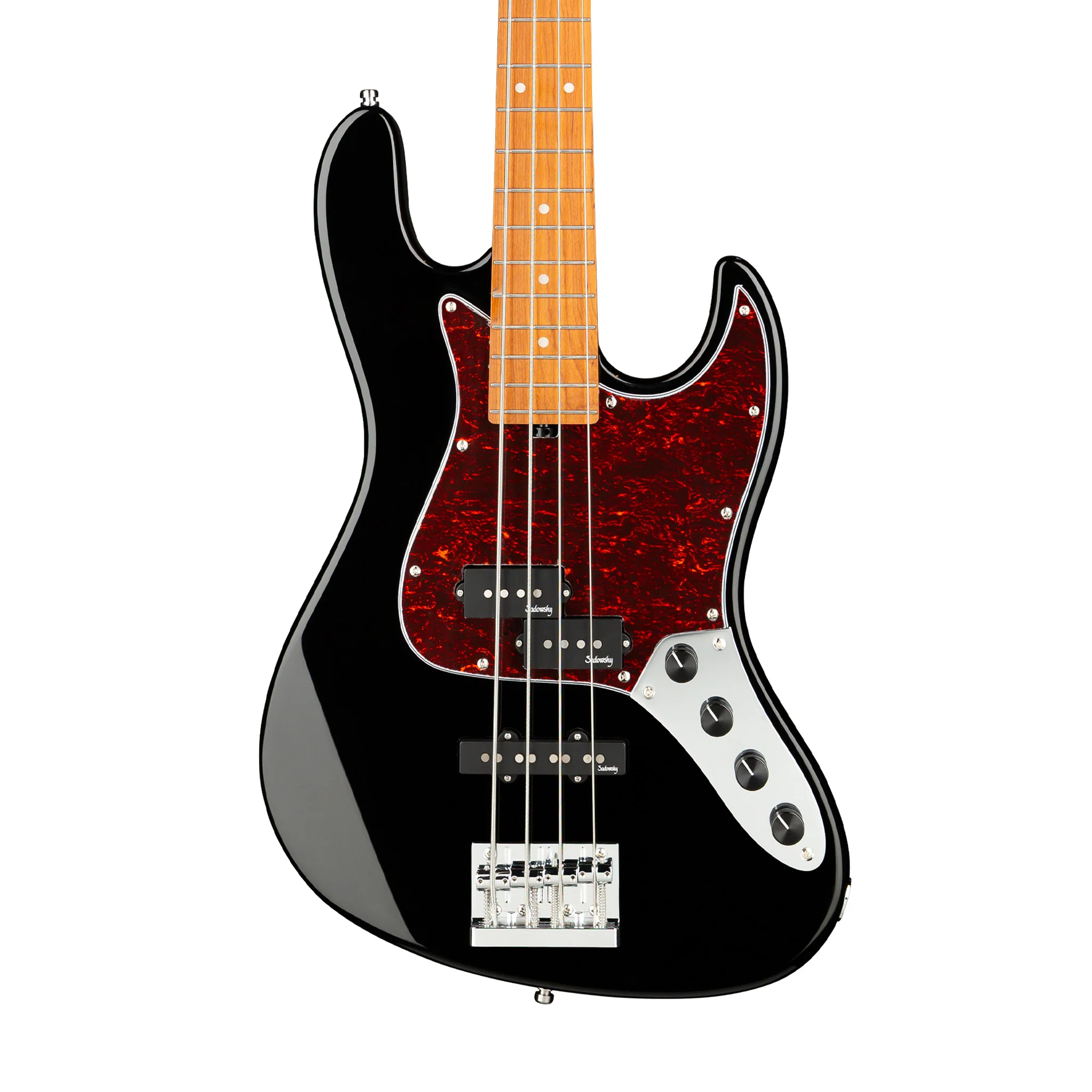 Sadowsky MetroExpress 21-Fret Hybrid 4-String P/J Bass, Roasted Maple FB, Solid Black High Polish - Image 3