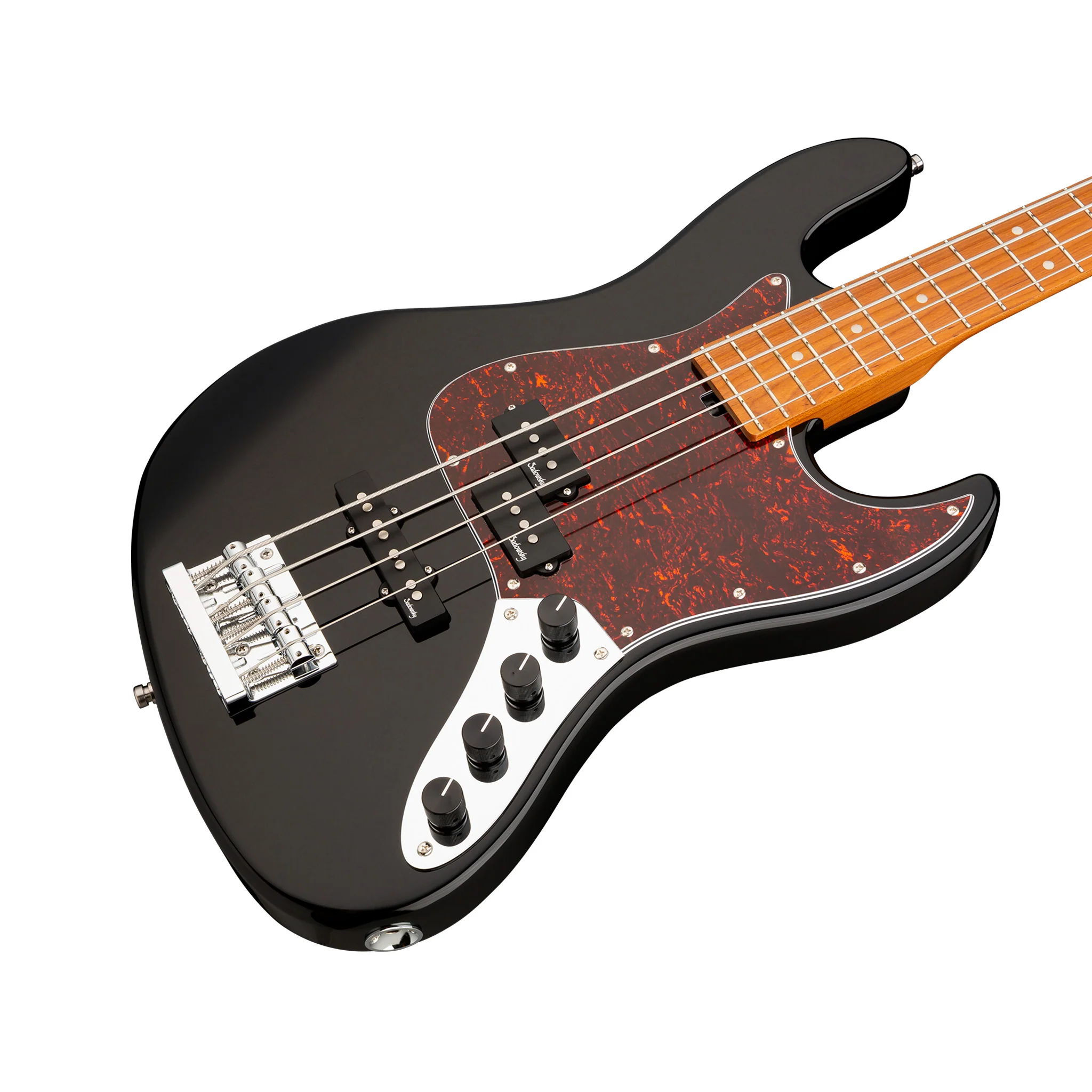 Sadowsky MetroExpress 21-Fret Hybrid 4-String P/J Bass, Roasted Maple FB, Solid Black High Polish - Image 5
