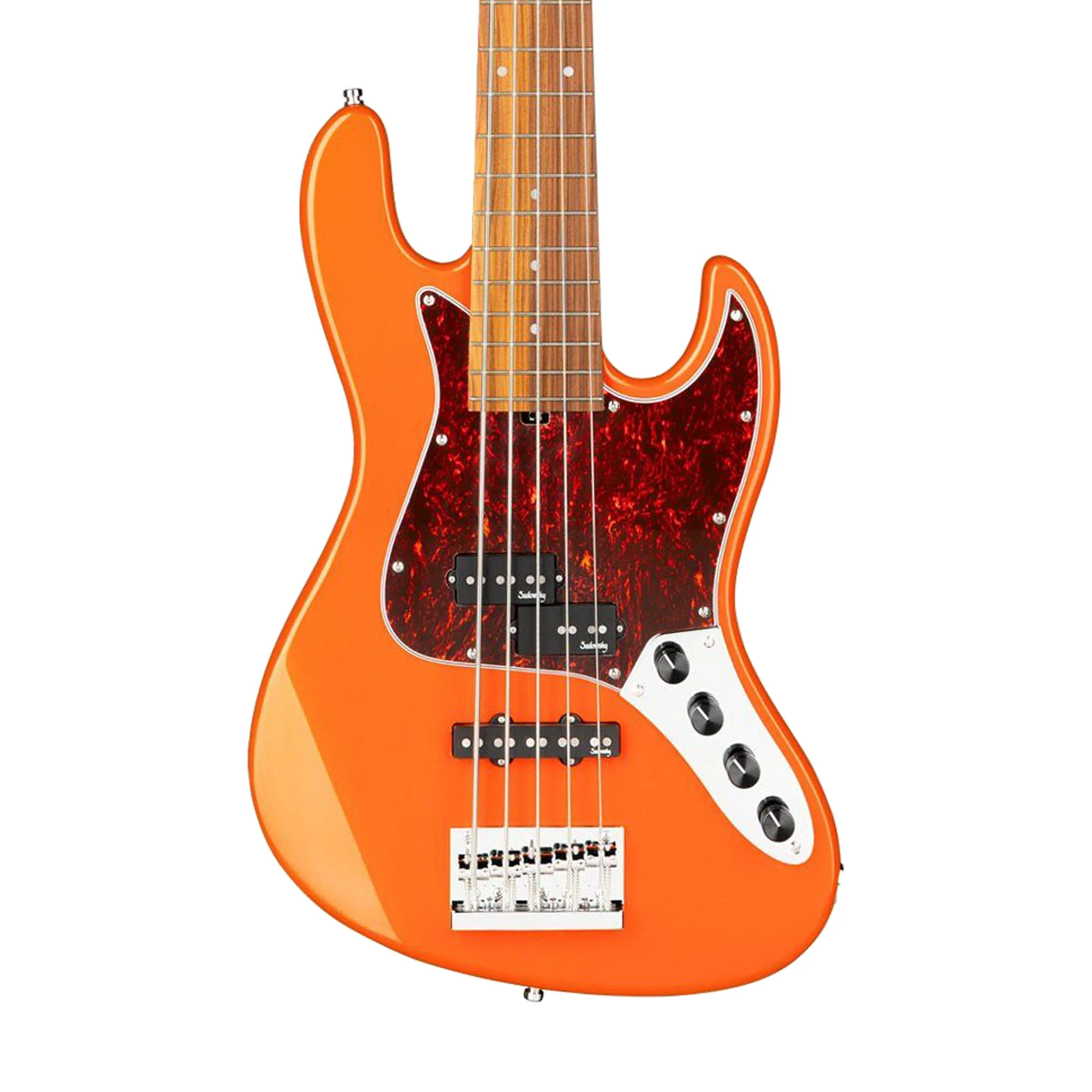 Sadowsky MetroExpress 21-Fret Hybrid PJ 5-String Bass, Morado FB, Solid Candy Apple Orange Metallic - Image 3