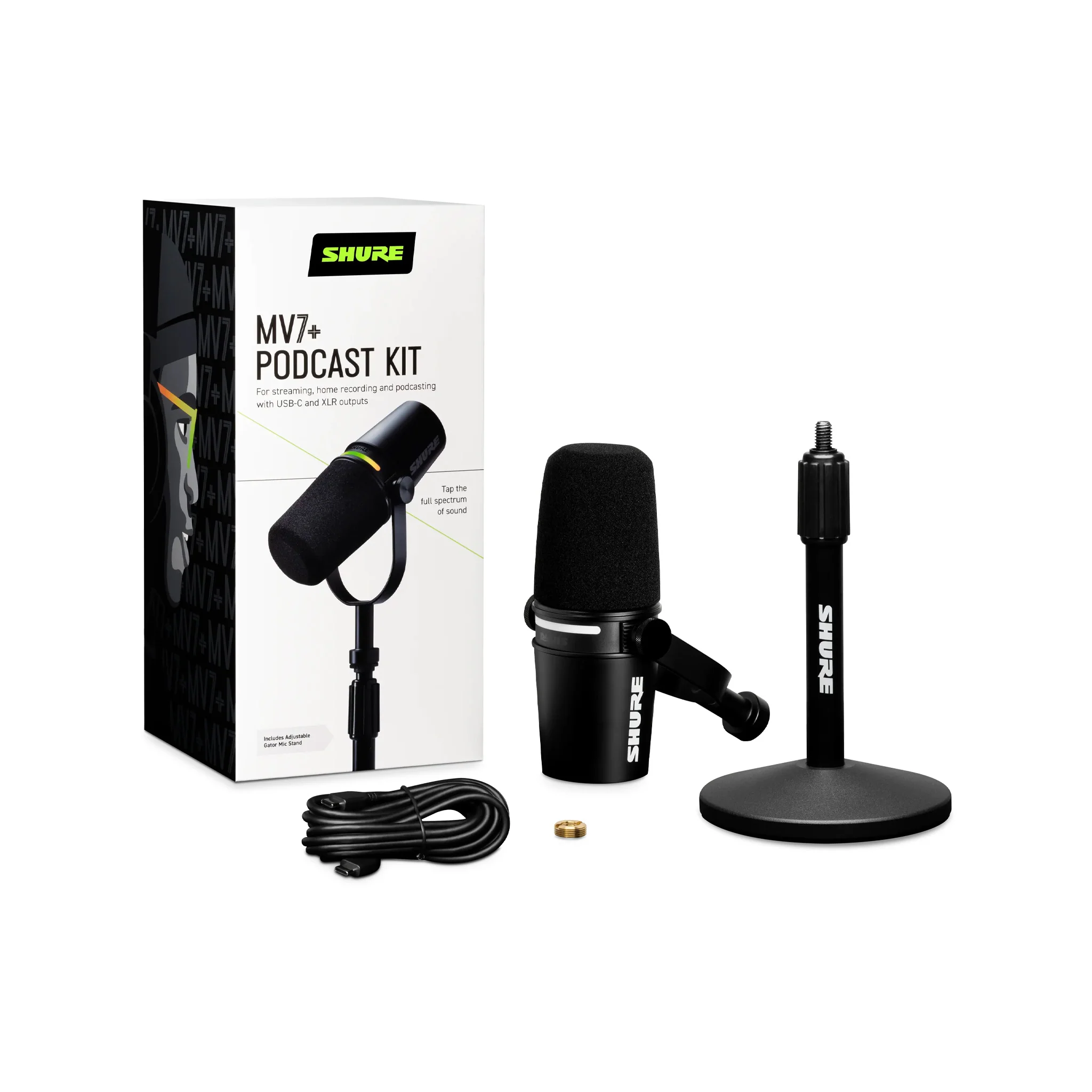 Shure MV7+ USB/XLR Podcast Microphone Bundle w/Stand, Black - Image 6