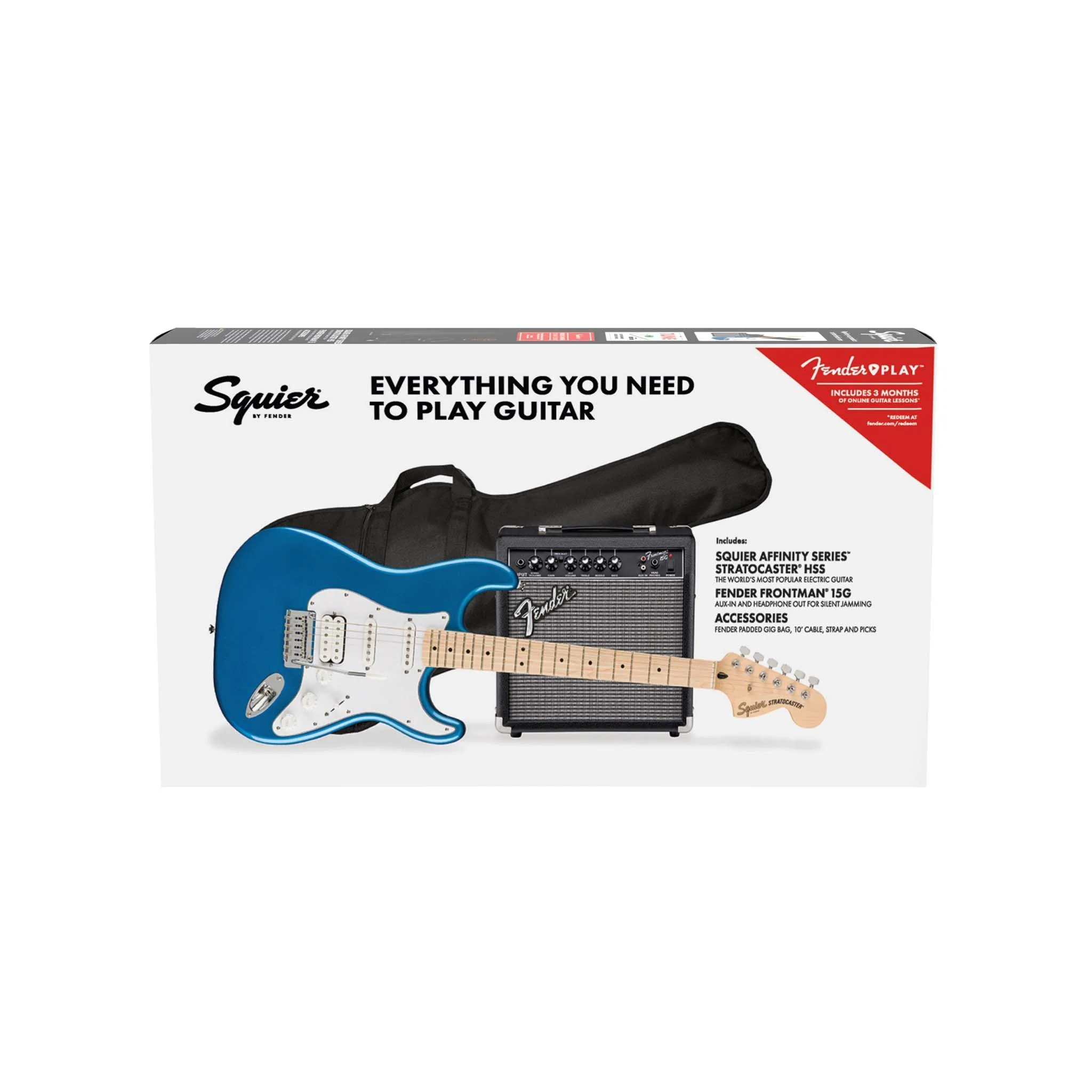 Squier Affinity Series HSS Stratocaster Guitar Pack, Maple FB, Lake Placid Blue, 230V, EU - Image 10
